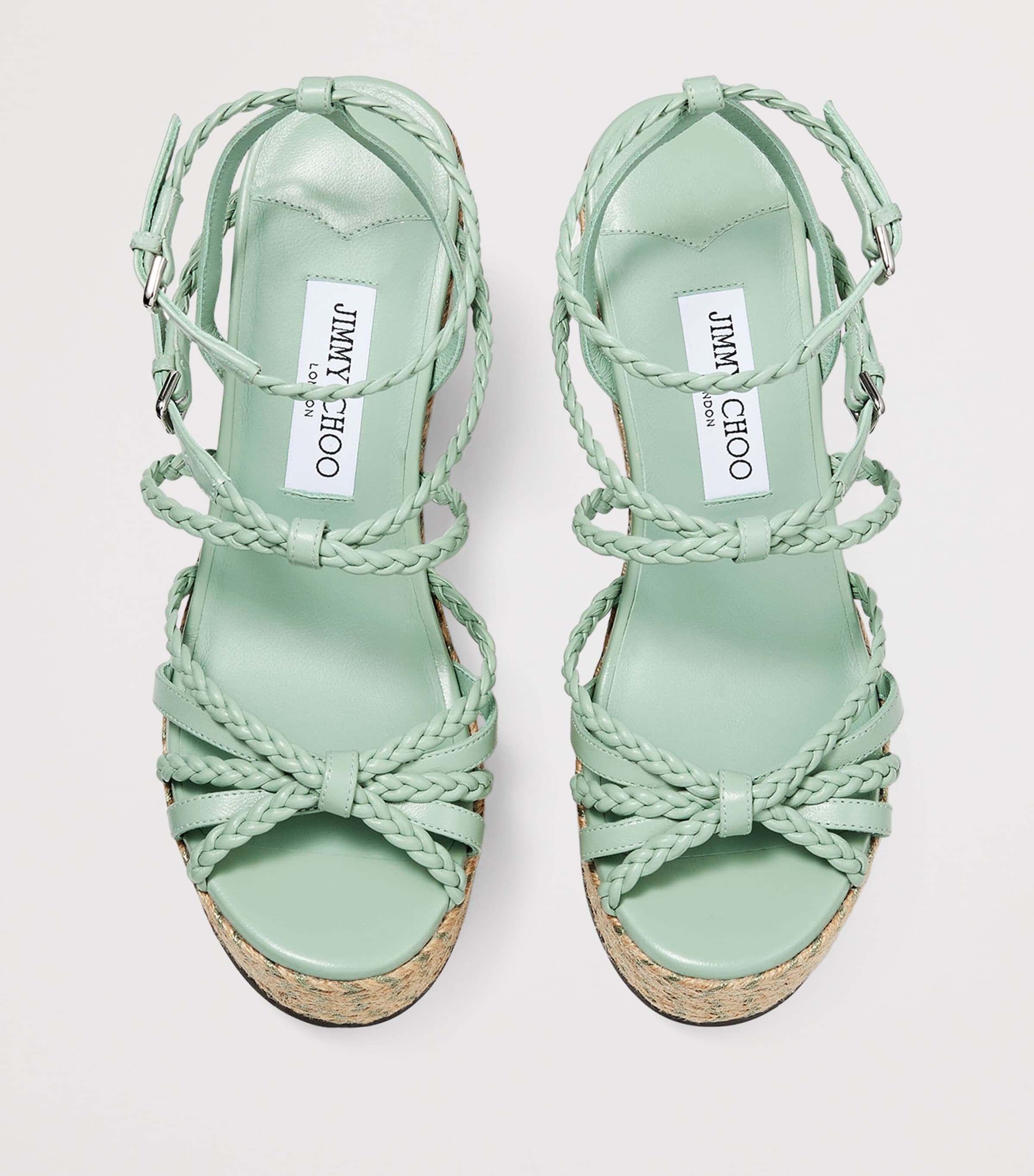 Jimmy Choo Nyra 100 Leather Wedge Heels Verde Mix Image 4