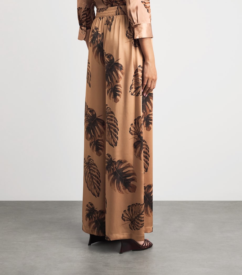 L'Agence Womens Satin Palm Leaf Wide-Leg Trousers Plms Hznt Mlt Lg Plm Image 5