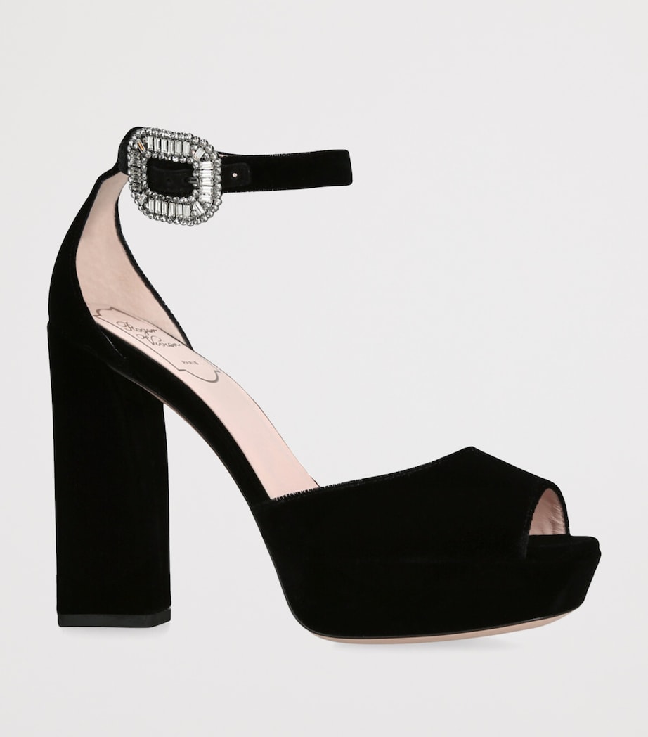Velvet Platform Sandals 120 BLACK Image 3