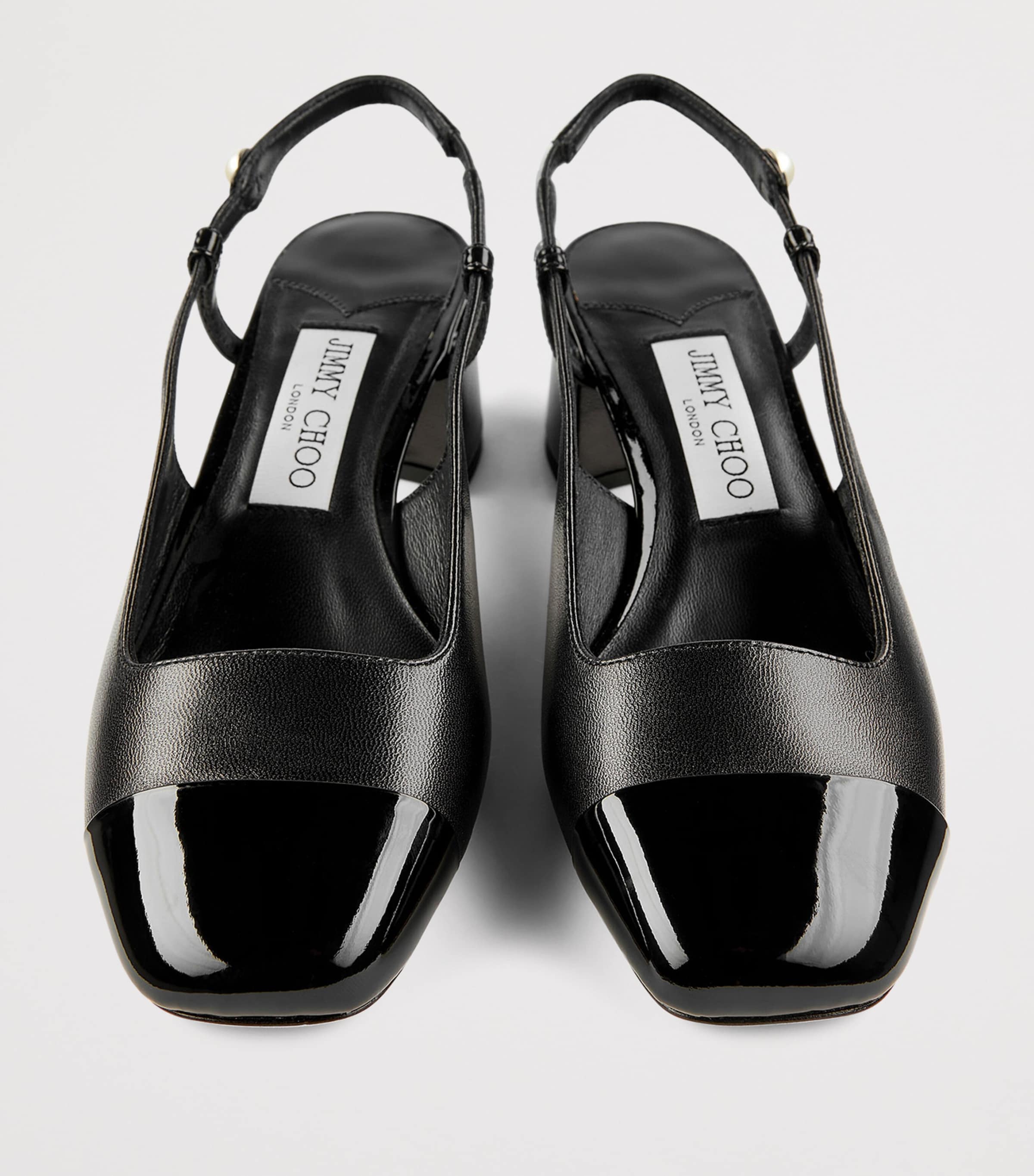 Elisa 45 Leather Slingback Pumps BLACK/BLACK Image 3