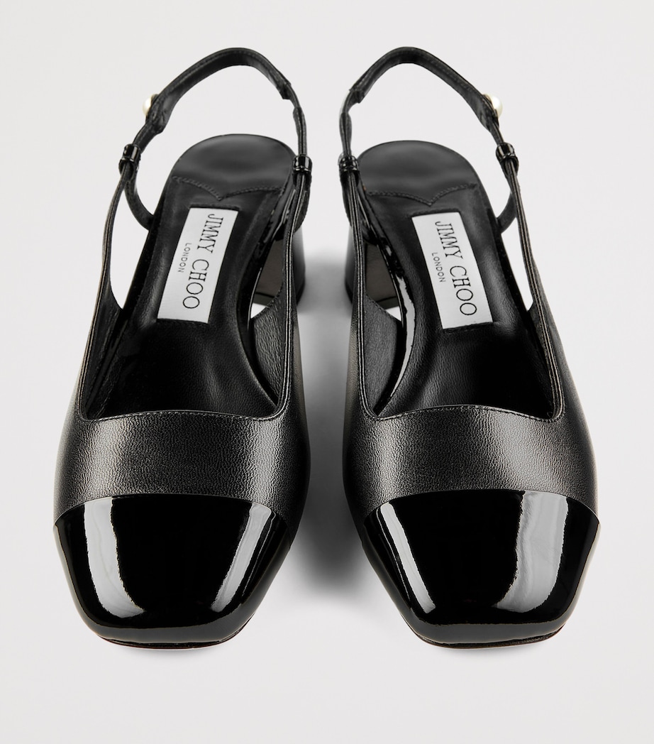 Elisa 45 Leather Slingback Pumps BLACK/BLACK Image 3