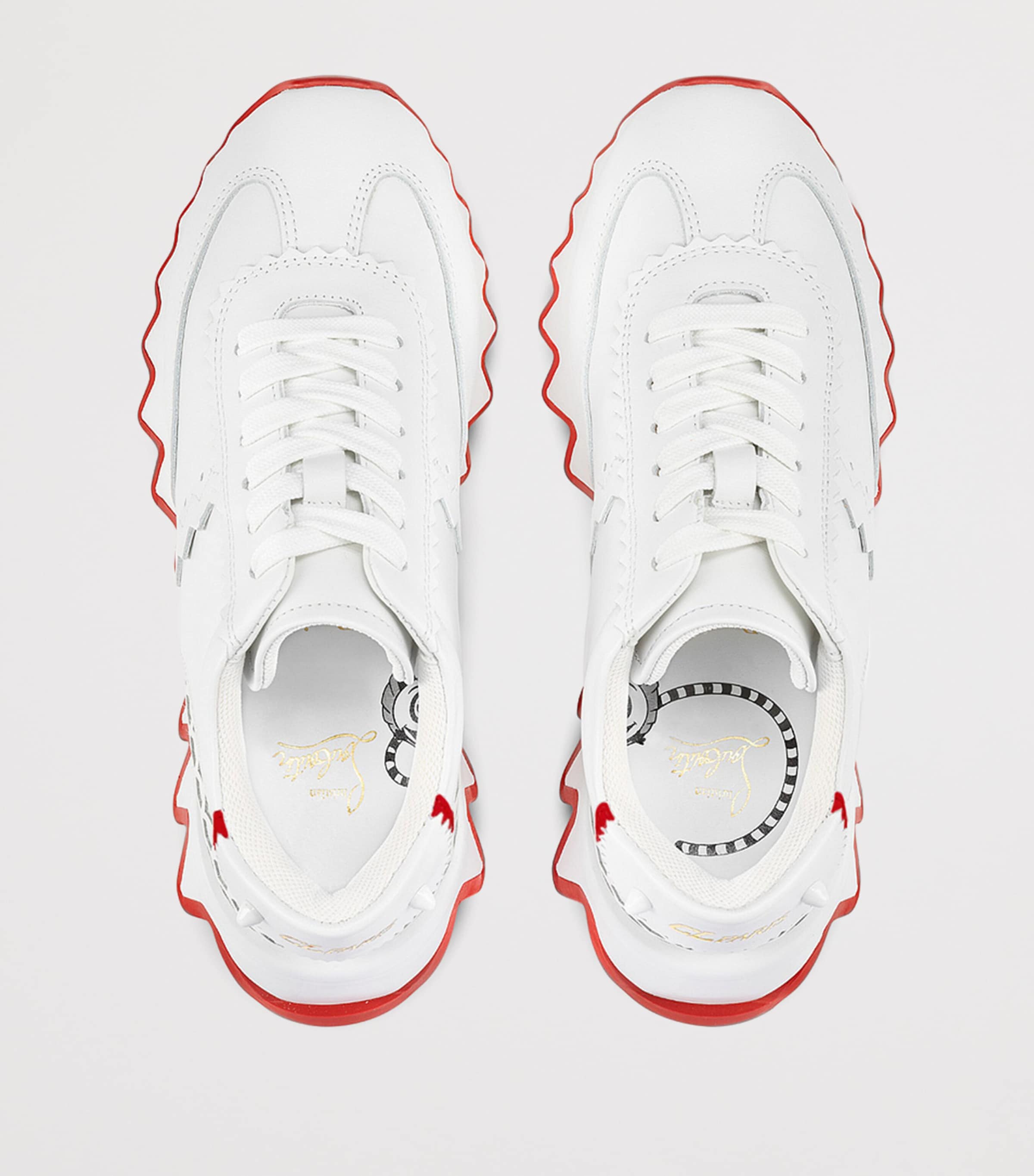Christian Louboutin Kids 미니 샤크 가죽 스니커즈