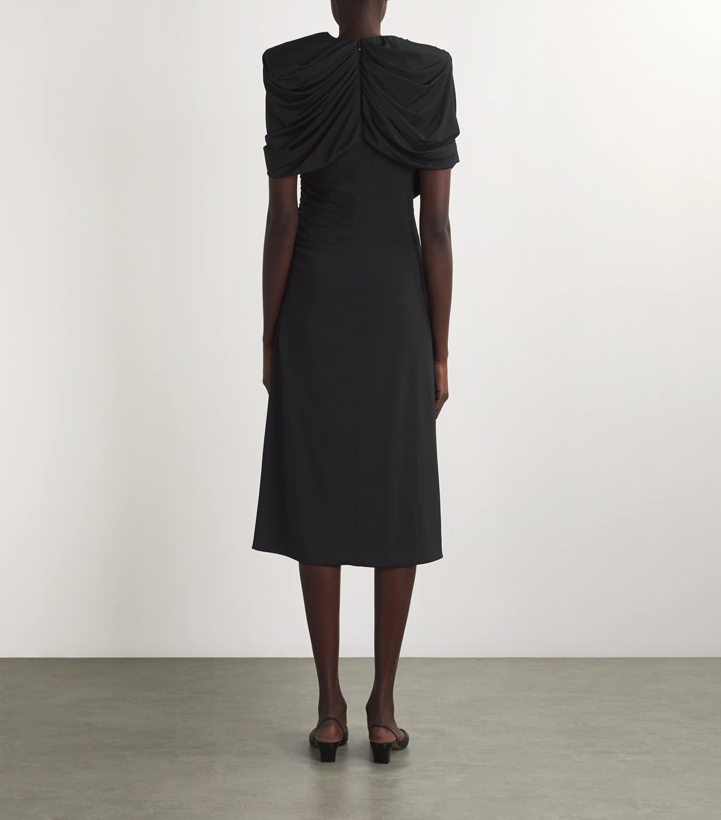 Jersey Draped Midi Dress 1000 BLACK Image 3