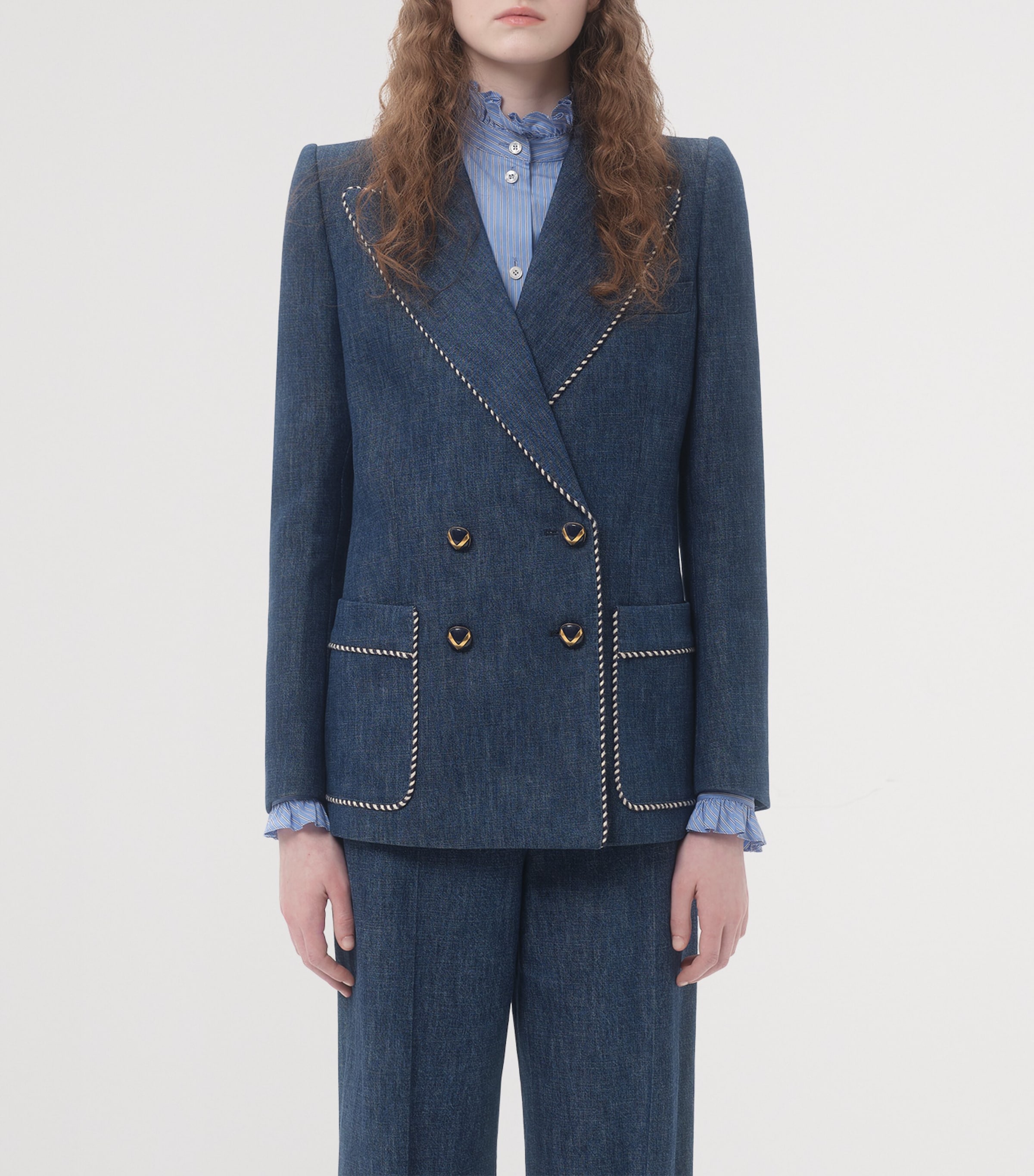 Valentino Denim Double-Breasted Blazer | Harrods SA