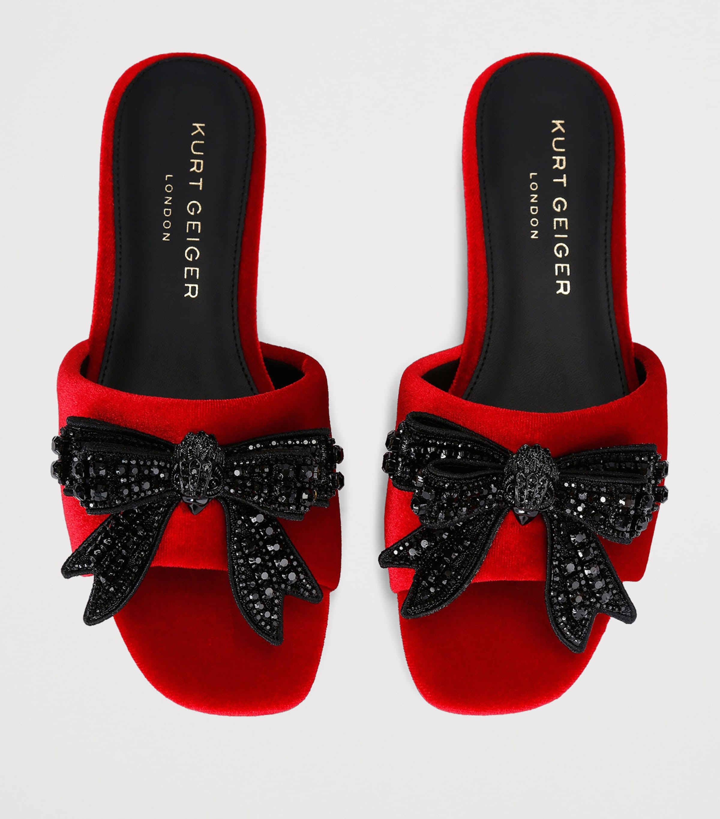 Kurt Geiger London Velvet Bow Kensington Sandals Red Image 4