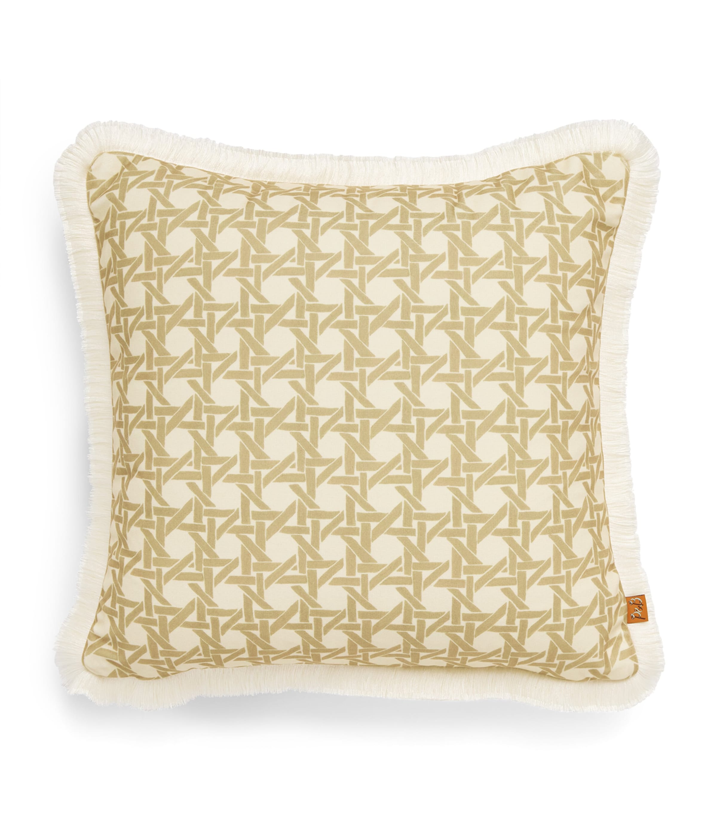 Poodle & Blonde Fringed Rattan Cushion