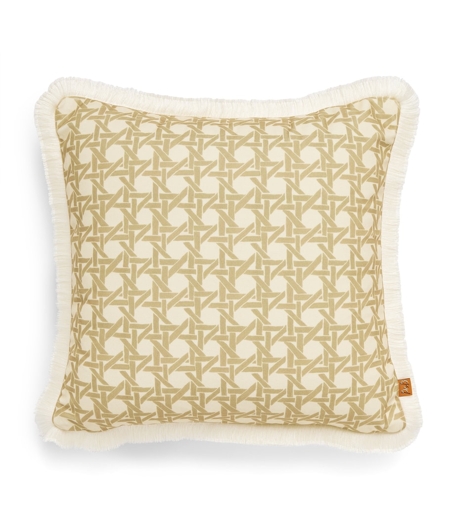 Fringed Rattan Cushion (50cm x 50cm) SEPIA Image 1