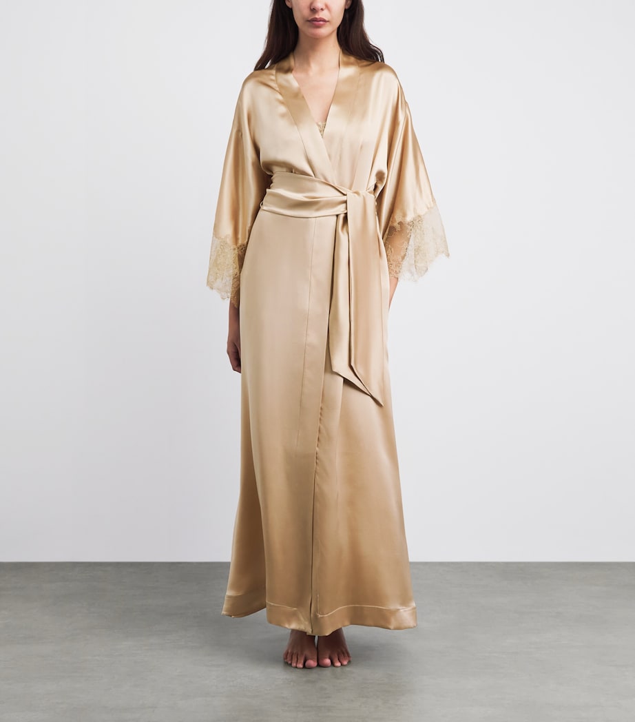Carine Gilson Womens Silk Lace-Trim Louise Kimono Moka / Moka Image 2