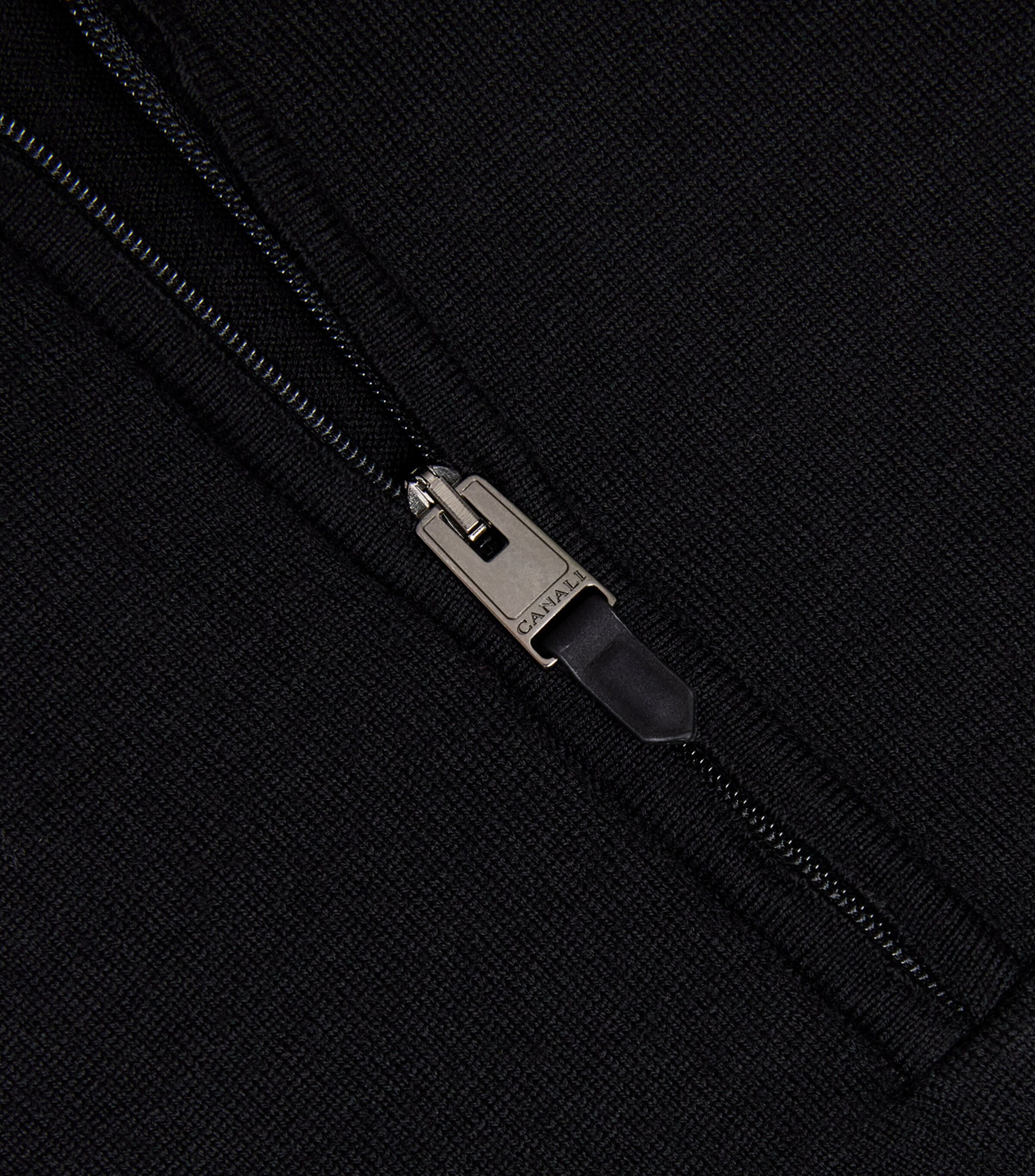 Canali Mens Wool Quarter-Zip Polo Sweater Black Image 6
