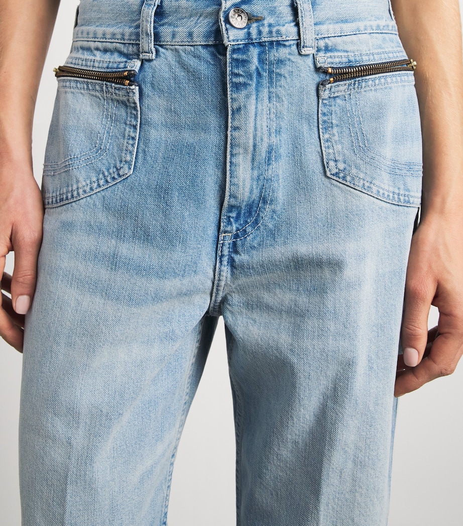 Sandro Paris Womens Zipped-Pocket Wide-Leg Jeans Blue Jean Image 3