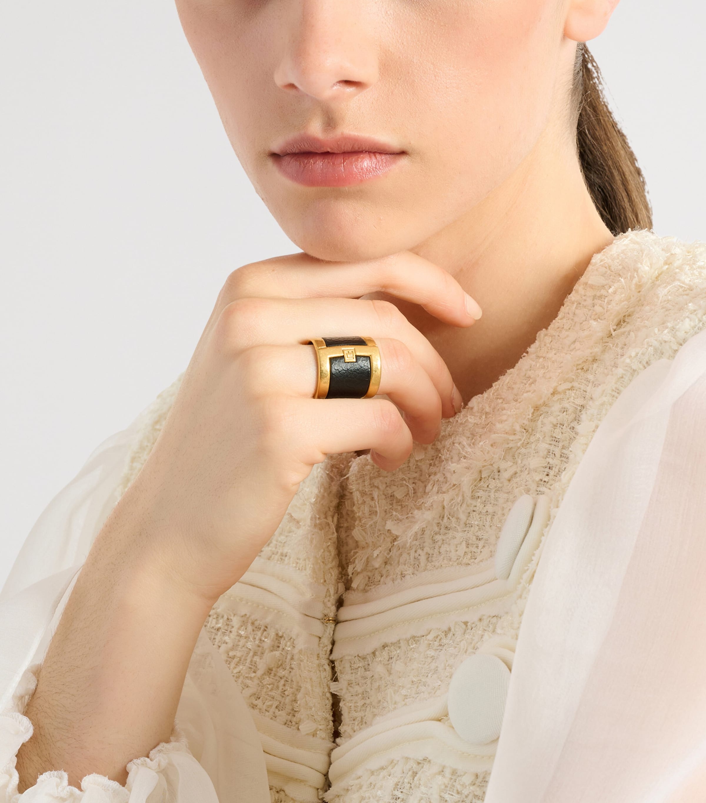 Balmain Gold-Tone Anthem Ring Oro/noir Image 3