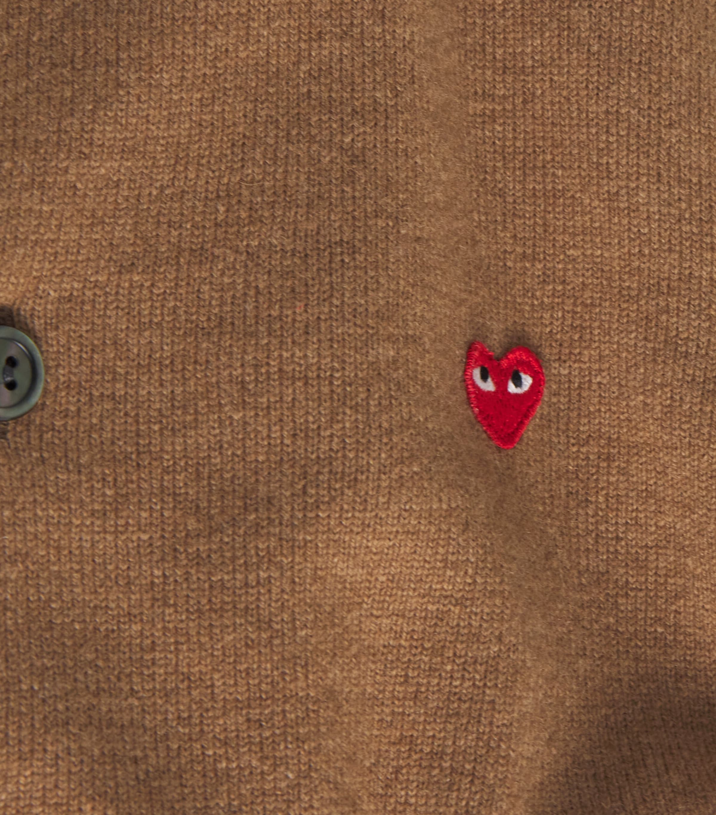 Comme Des Garçons Play Mens Wool Mini Heart Cardigan Brown Image 5