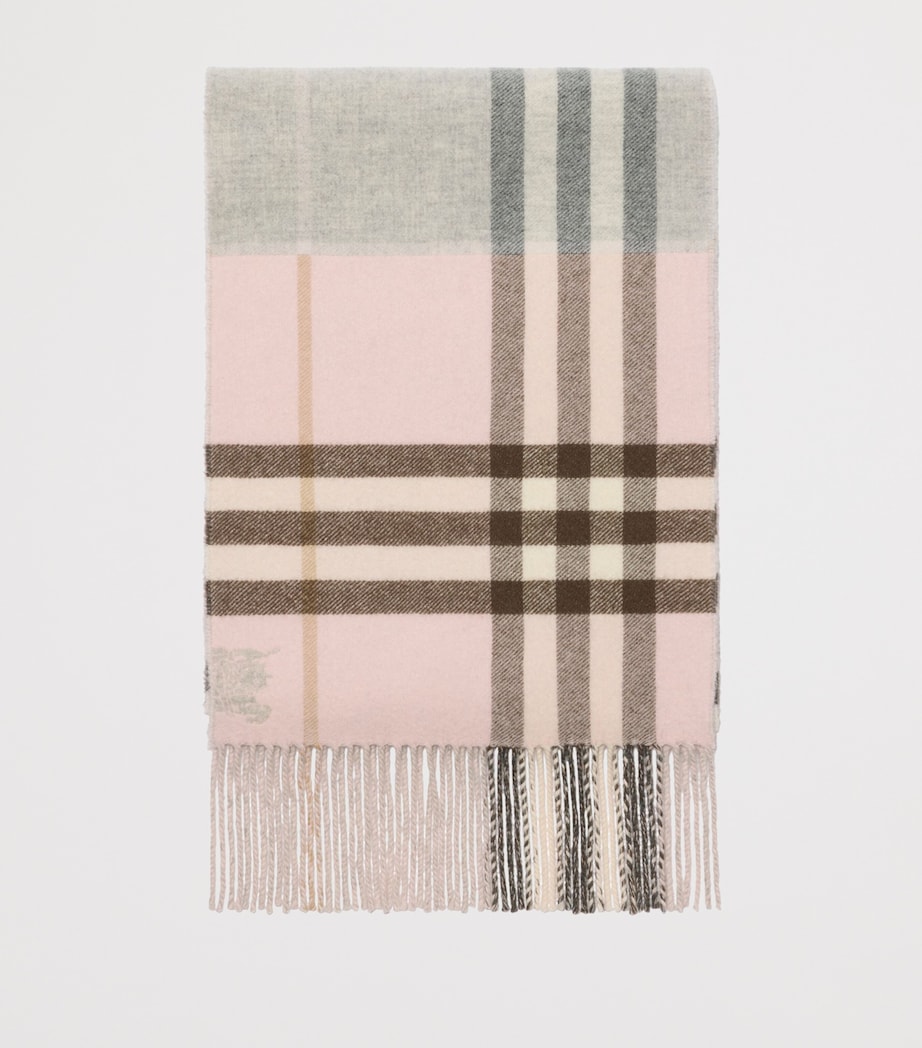 Cashmere Contrast Check Scarf BOW PINK/MITTEN GREY Image 2