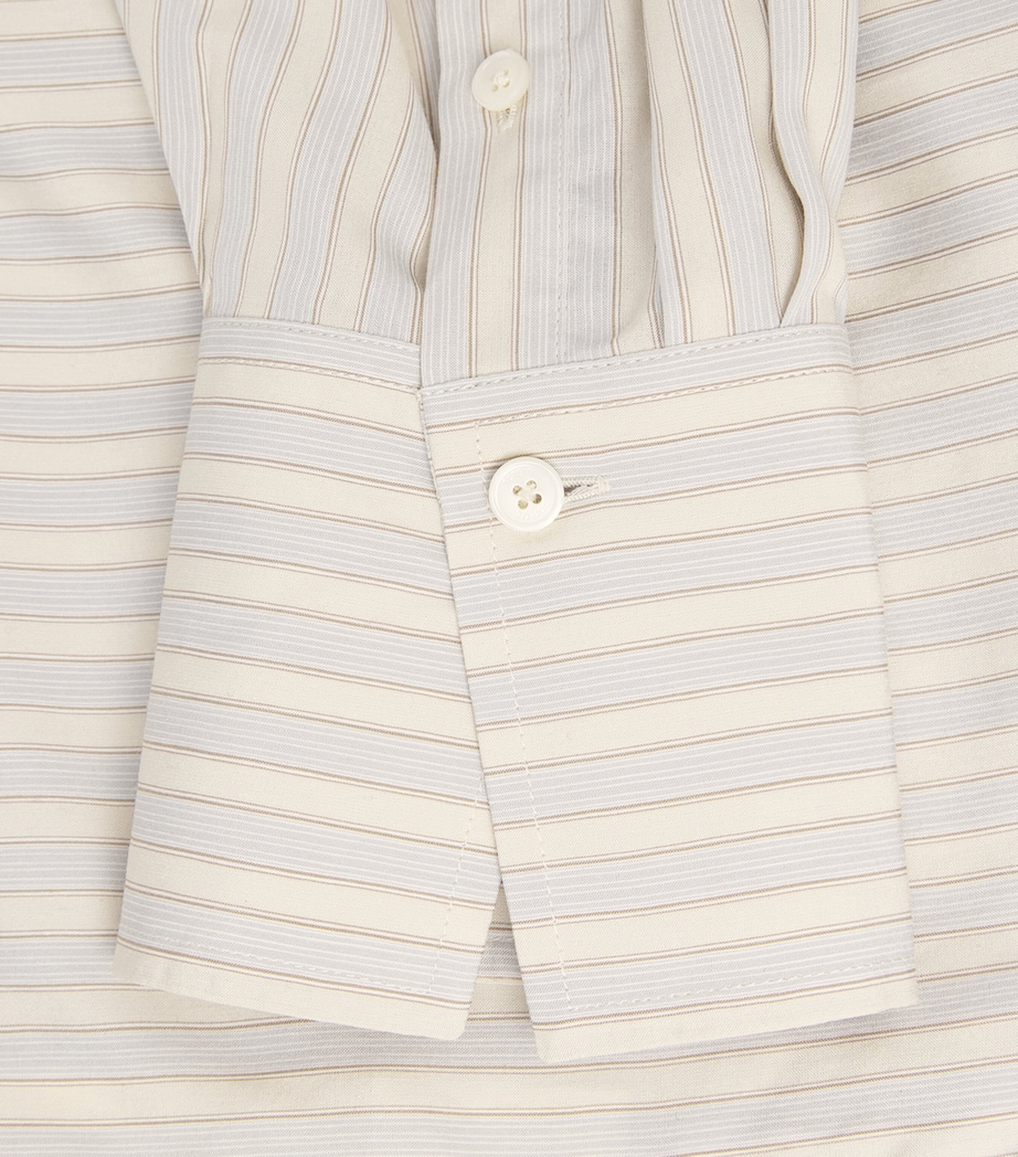 Toteme Womens Silk Oversized Stripe Shirt Yellow/sky Image 6