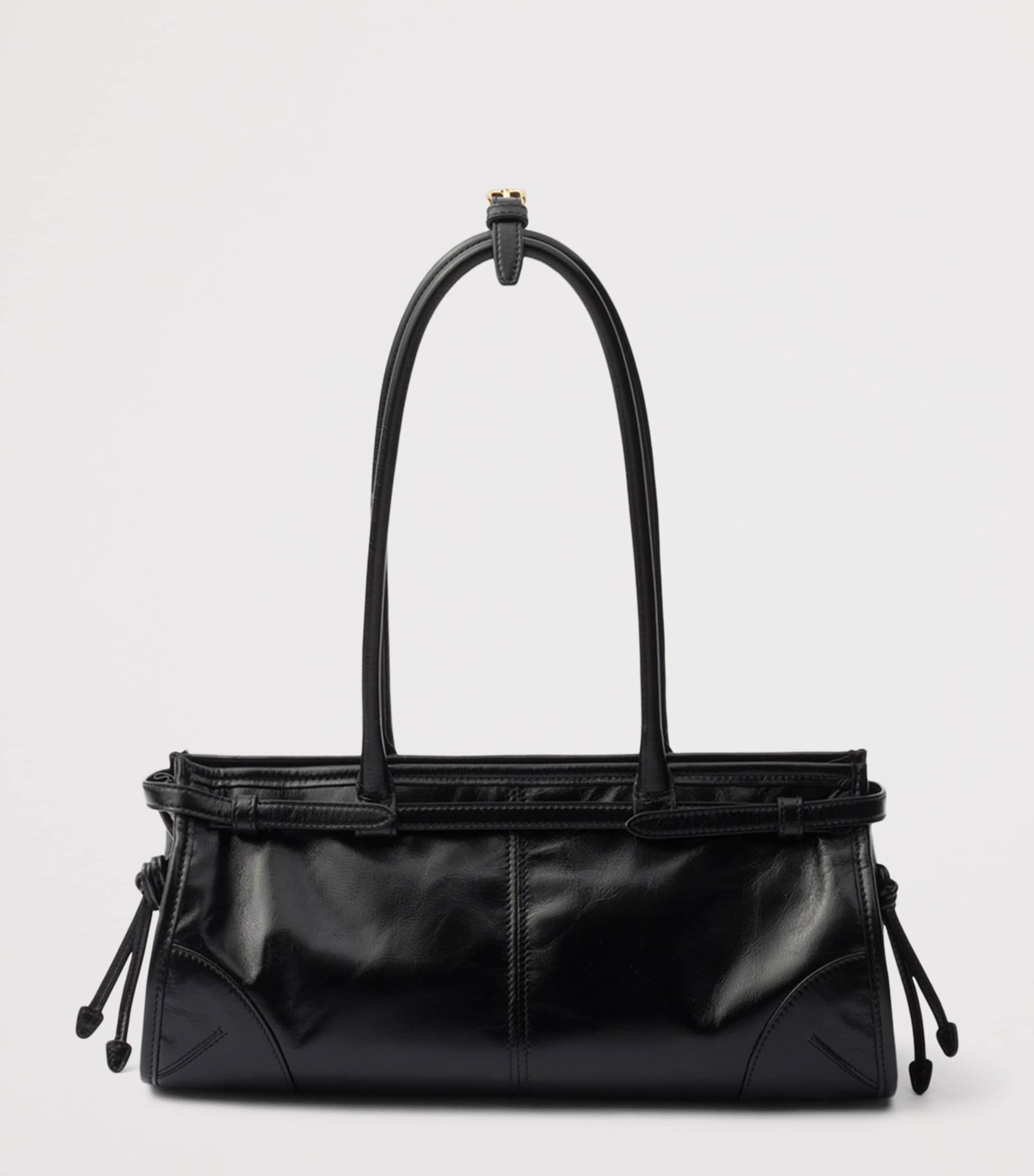Prada Medium Leather Bonnie Shoulder Bag Black Image 6