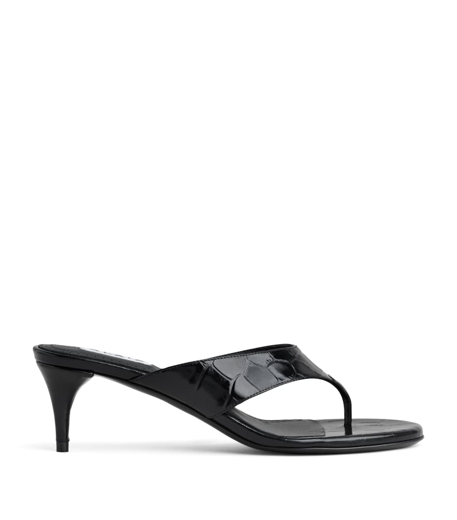 Alaïa Croc-Embossed Leather Thong Mules 55 Black Image 1