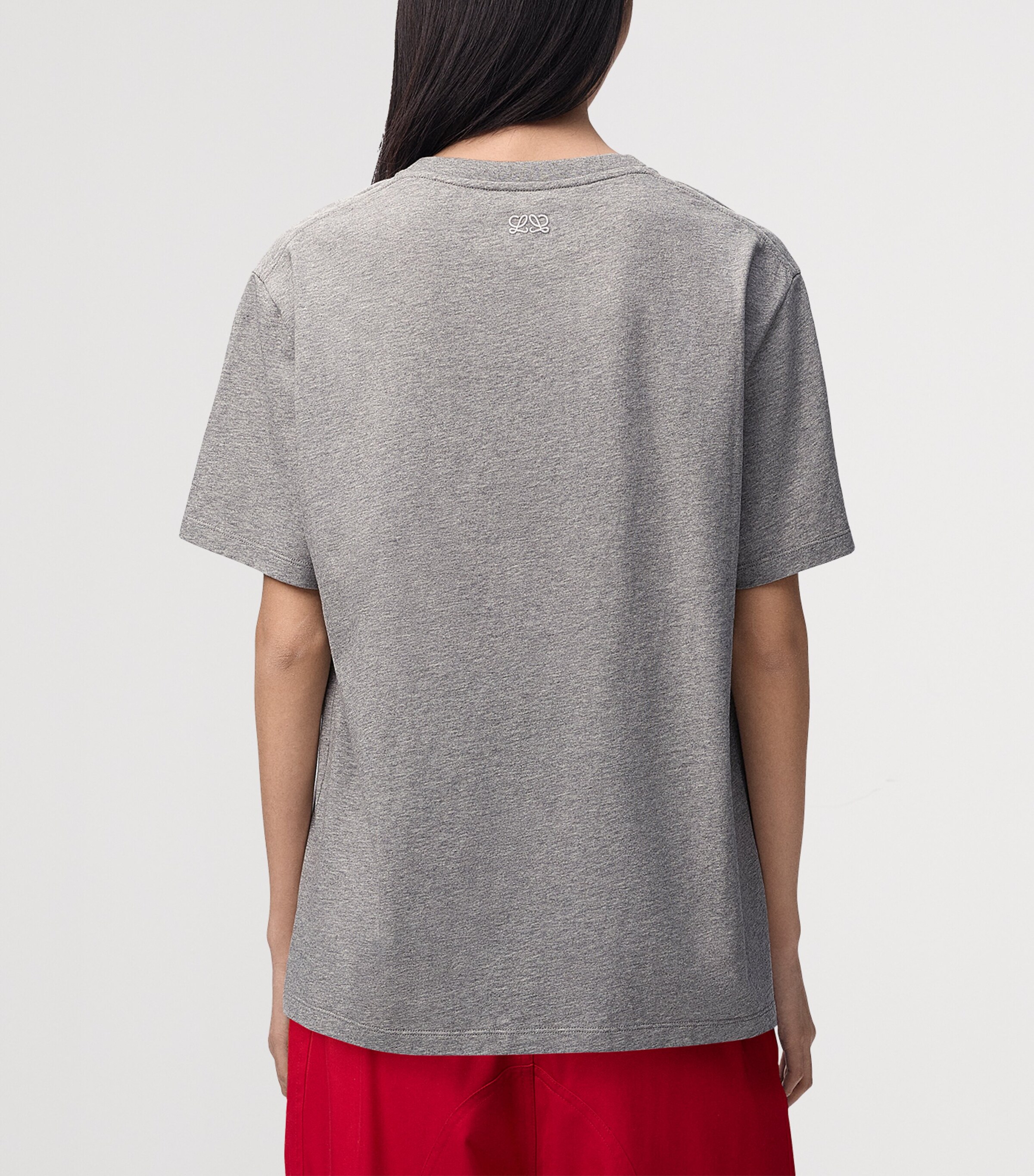 LOEWE Mens Cotton Relaxed Lion T-Shirt Grey Melange Image 7