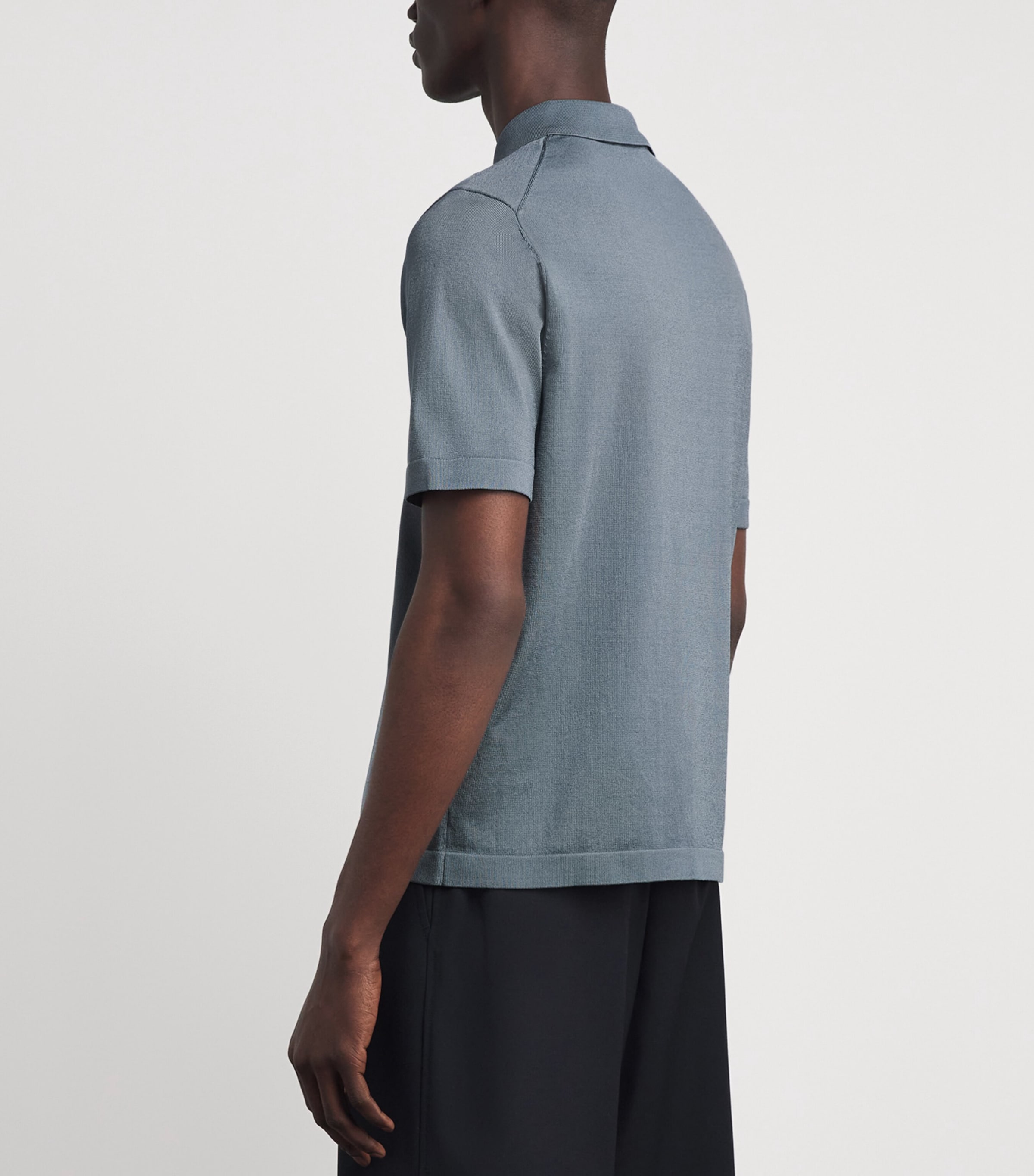 Sandro Paris Mens Zip-Up Polo Shirt Grey / Blu Image 5