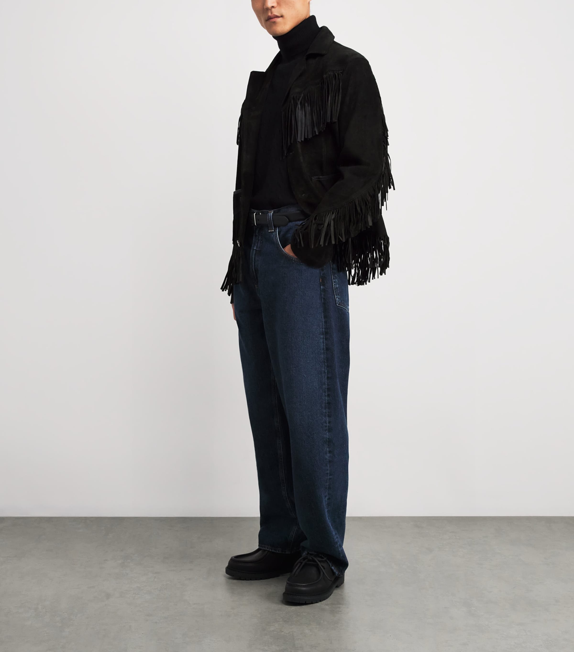 Suede Fringed Jacket BLACK Image 2