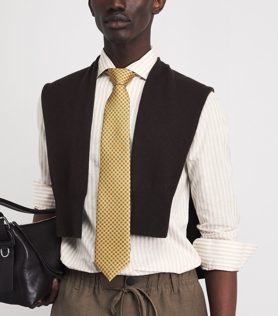 Corneliani Mens Cotton Stripe Shirt Dark Brown Image 3