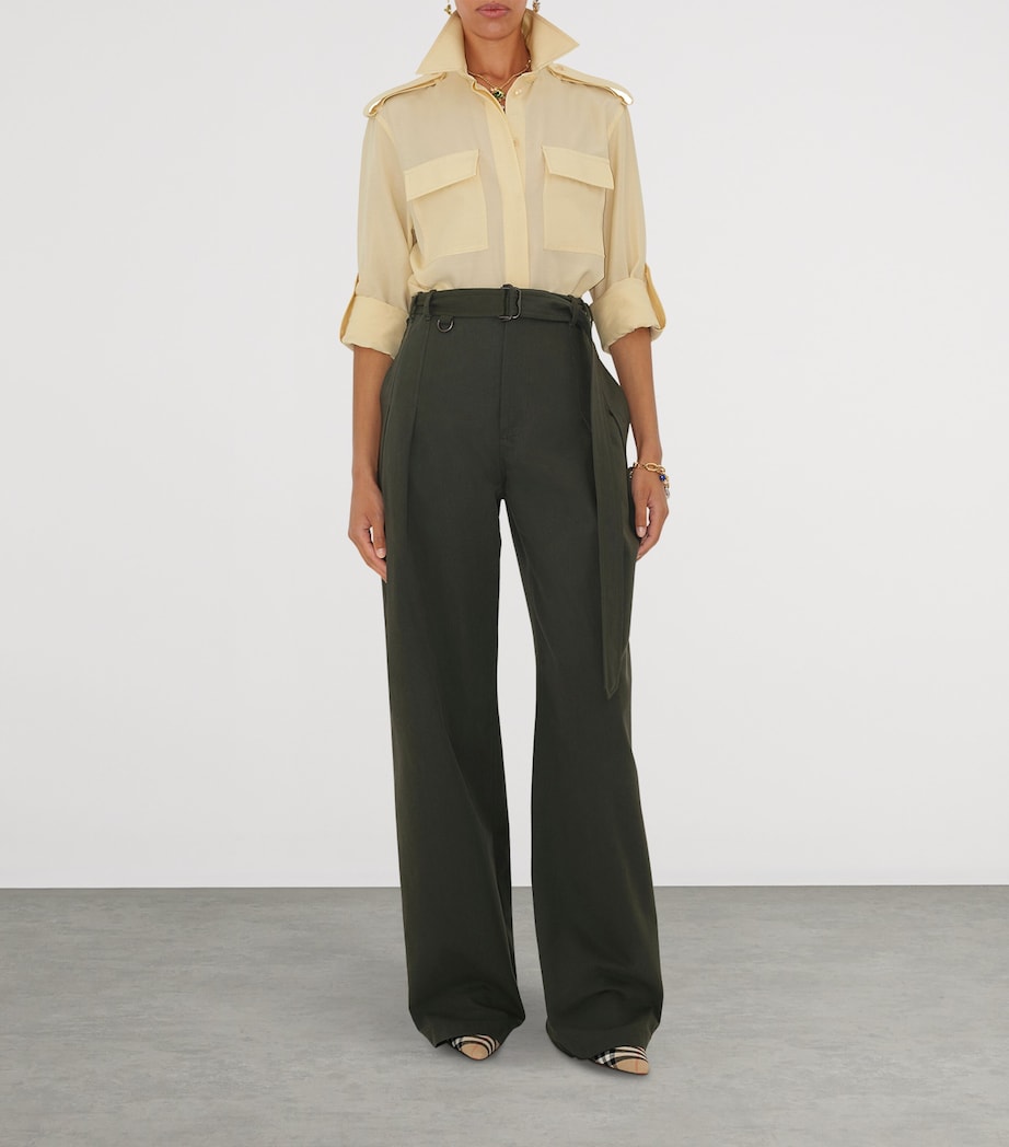 Gabardine Belted Trousers SHALE Image 2