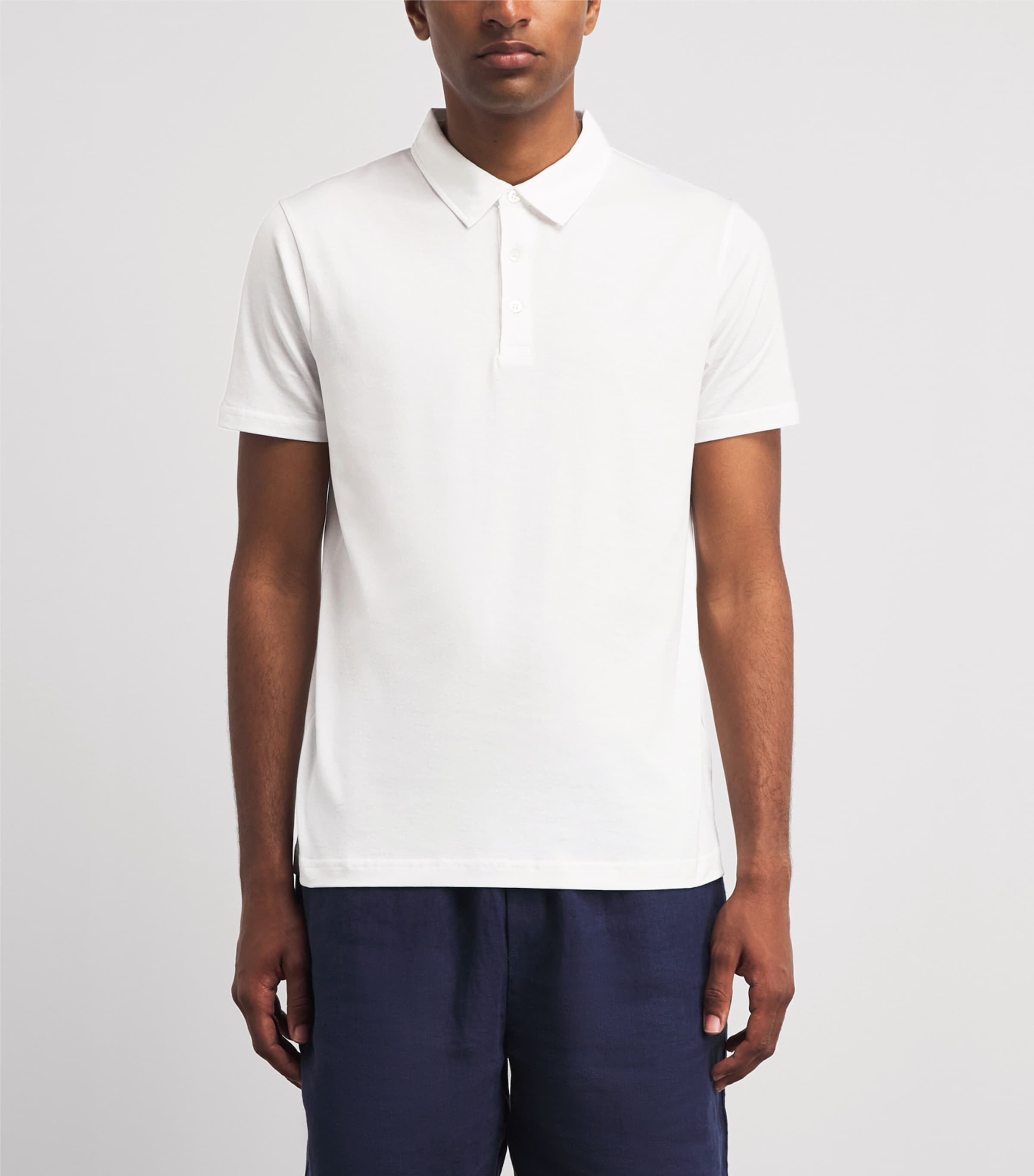Sunspel Mens Supima Cotton Polo Shirt Whaa White Image 4