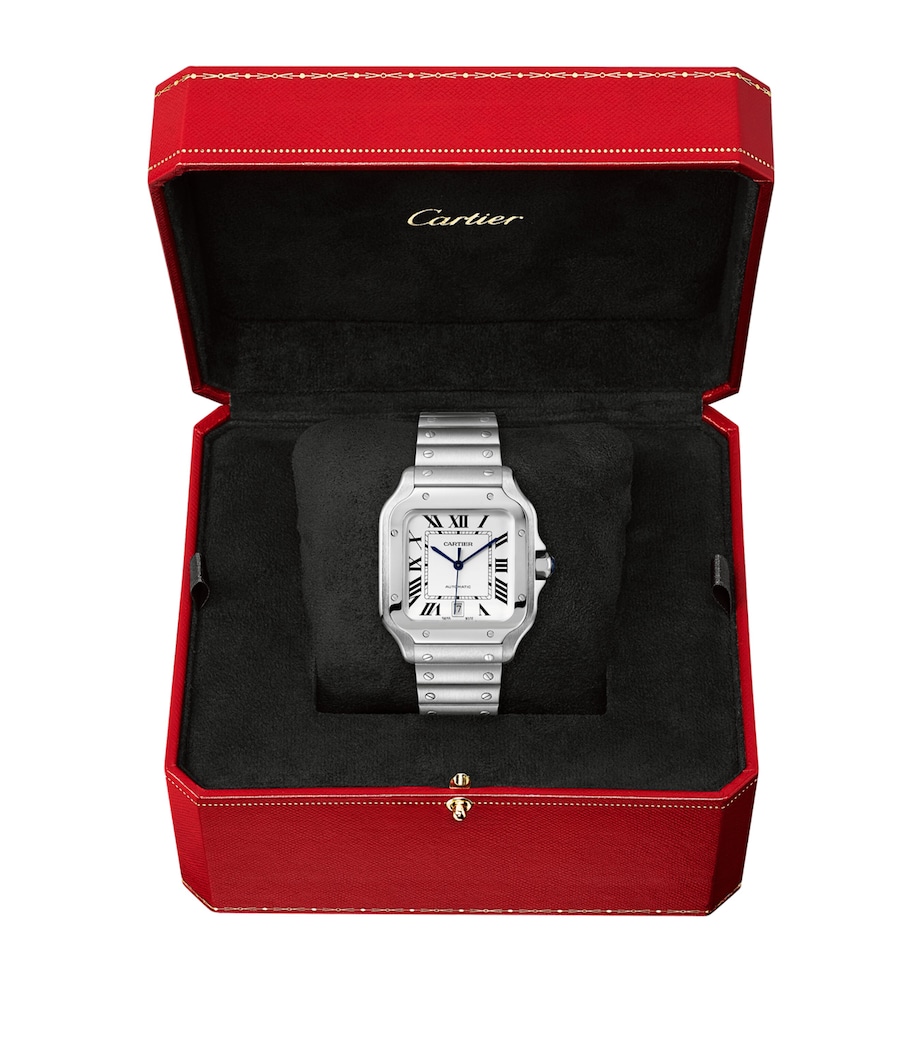 Large Steel Santos de Cartier Watch 39.8mm GREY Image 12