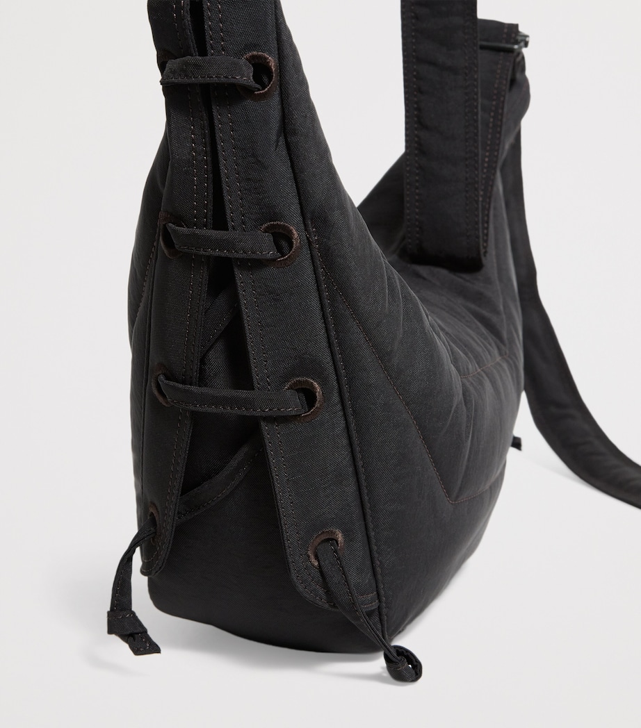 Small Water-Repellent Nylon Soft Game Shoulder Bag DARK CHOCOLATE BR490 Image 4
