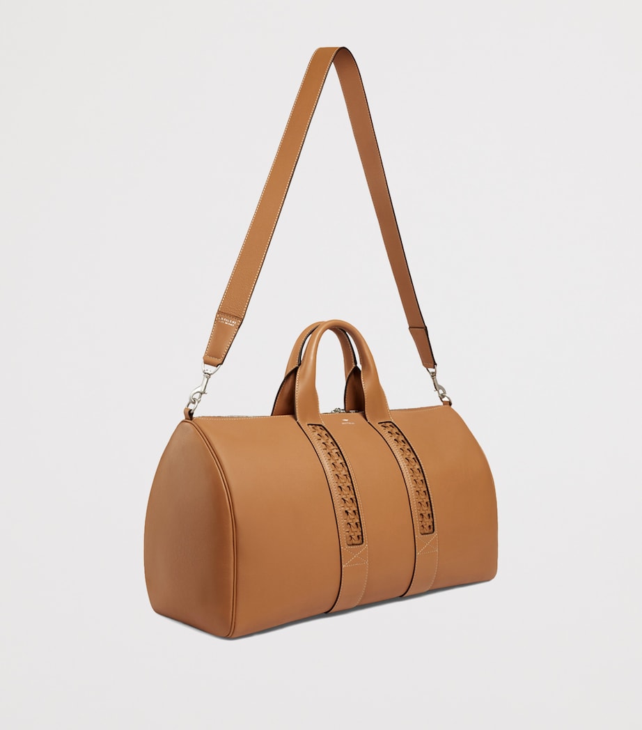 Leather Woven-Detail Holdall WALNUT Image 2