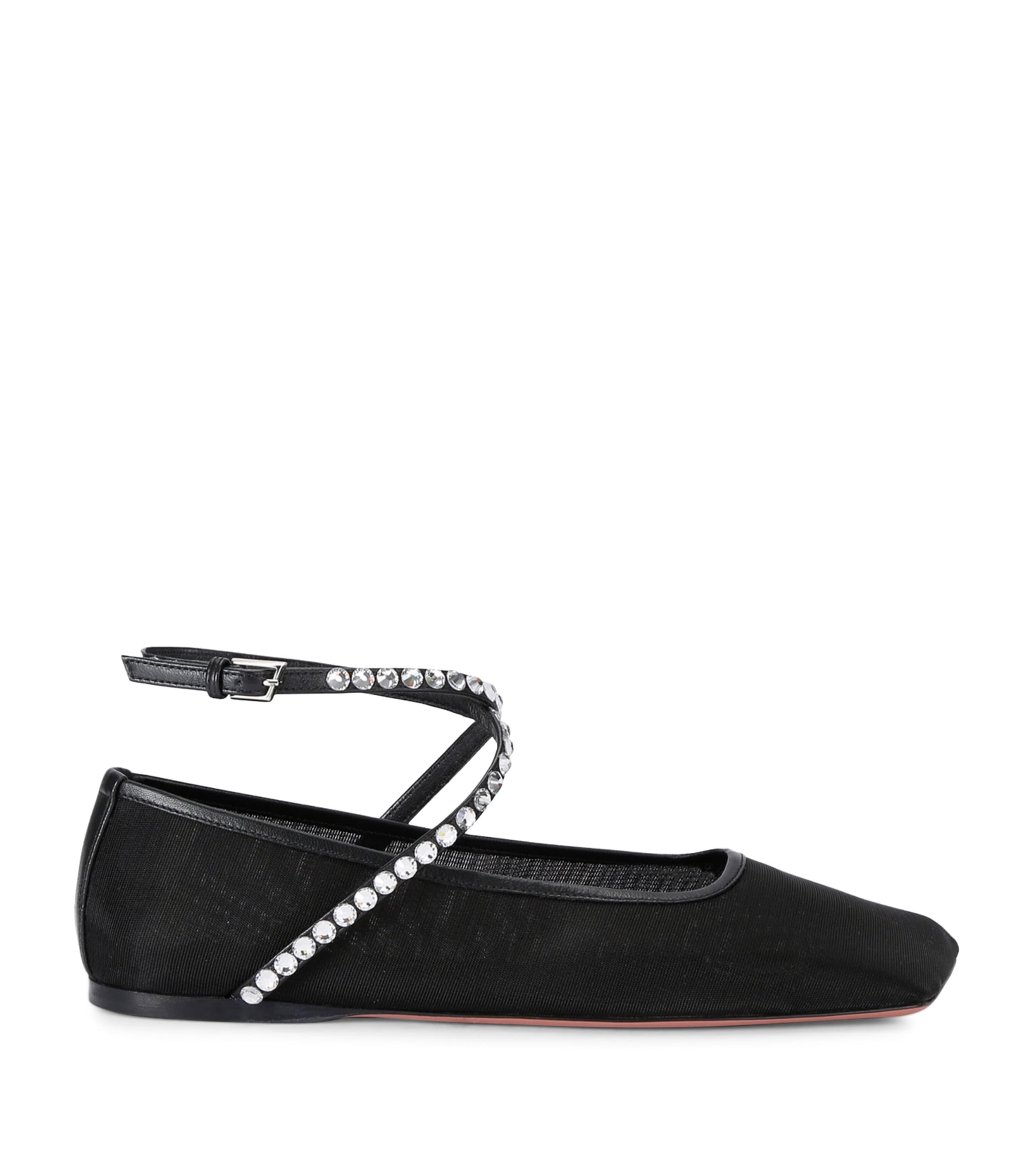 Amina Muaddi Embellished Ane Ballet Flats | Partywear | Womens | Women Shoes | Flats | Ballet Flats | Designers | Amina Muaddi