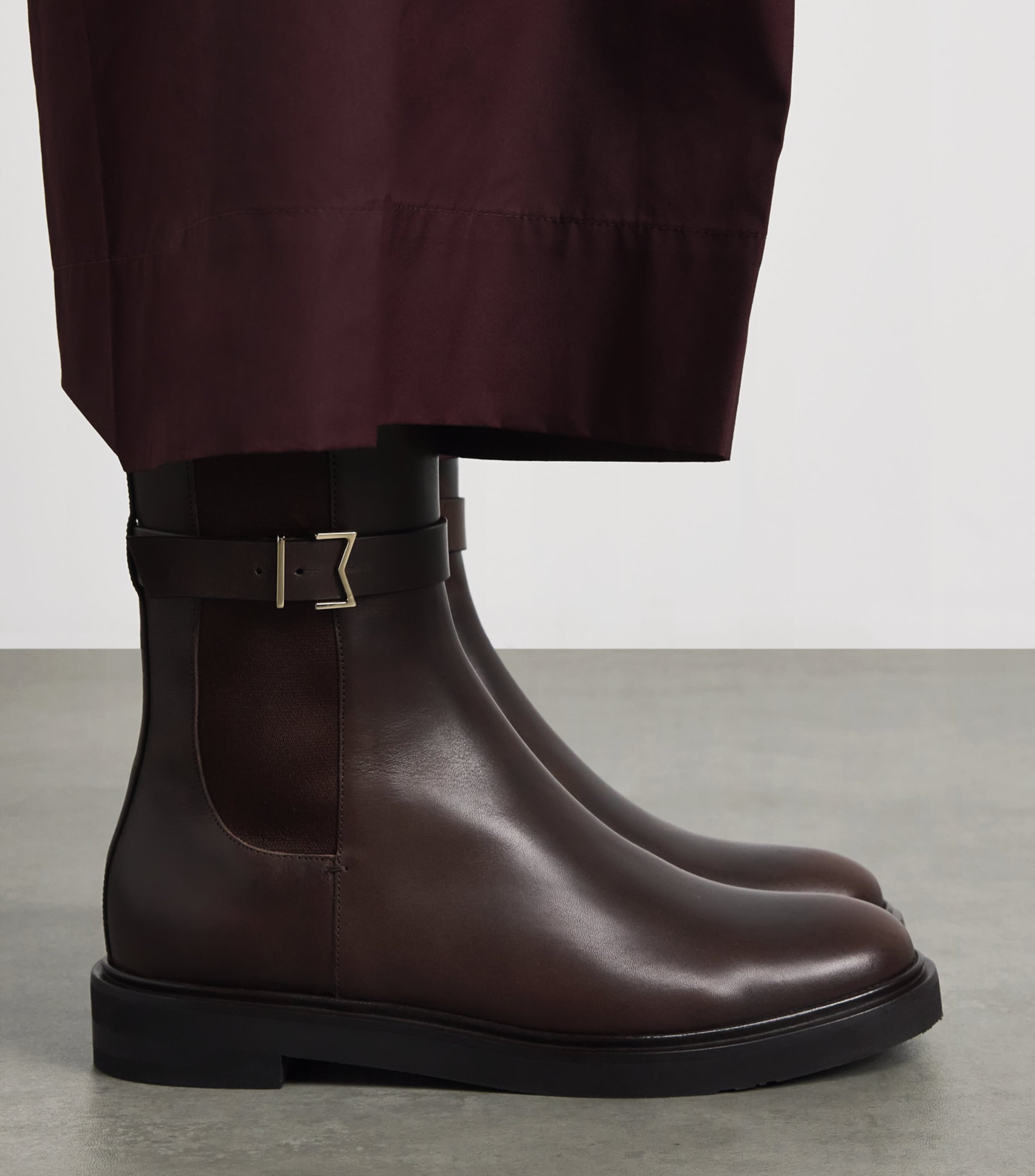 Max Mara Leather Chelsea Boots Dark Brown Image 2