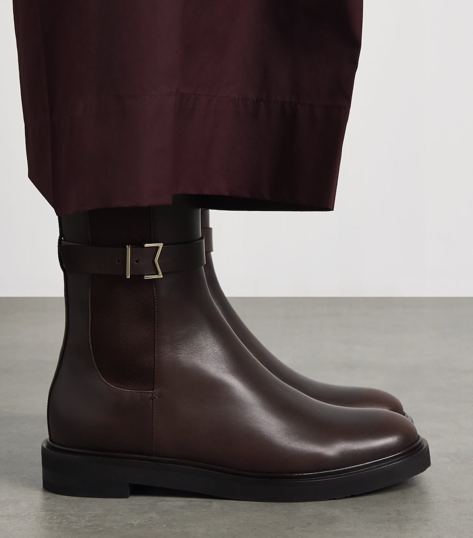 Max Mara Leather Chelsea Boots Dark Brown Image 2