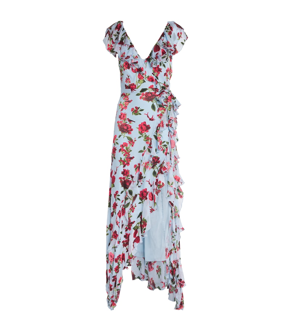 Alice+Olivia Floral Kristen Maxi Dress Amrcn Bty Crlna Blue