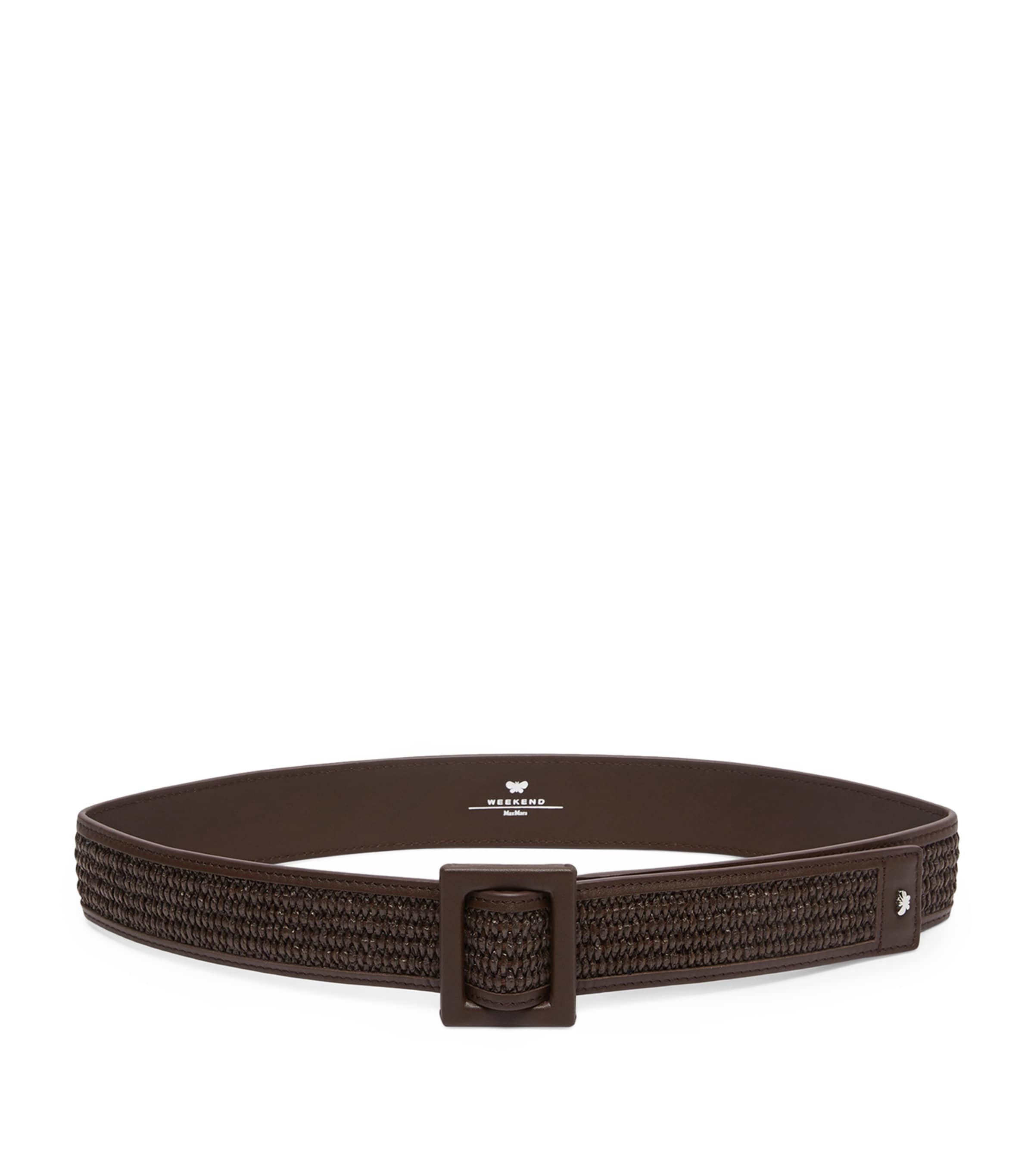 Weekend Max Mara Woven Leather-Trim Belt Dark Brown Image 1