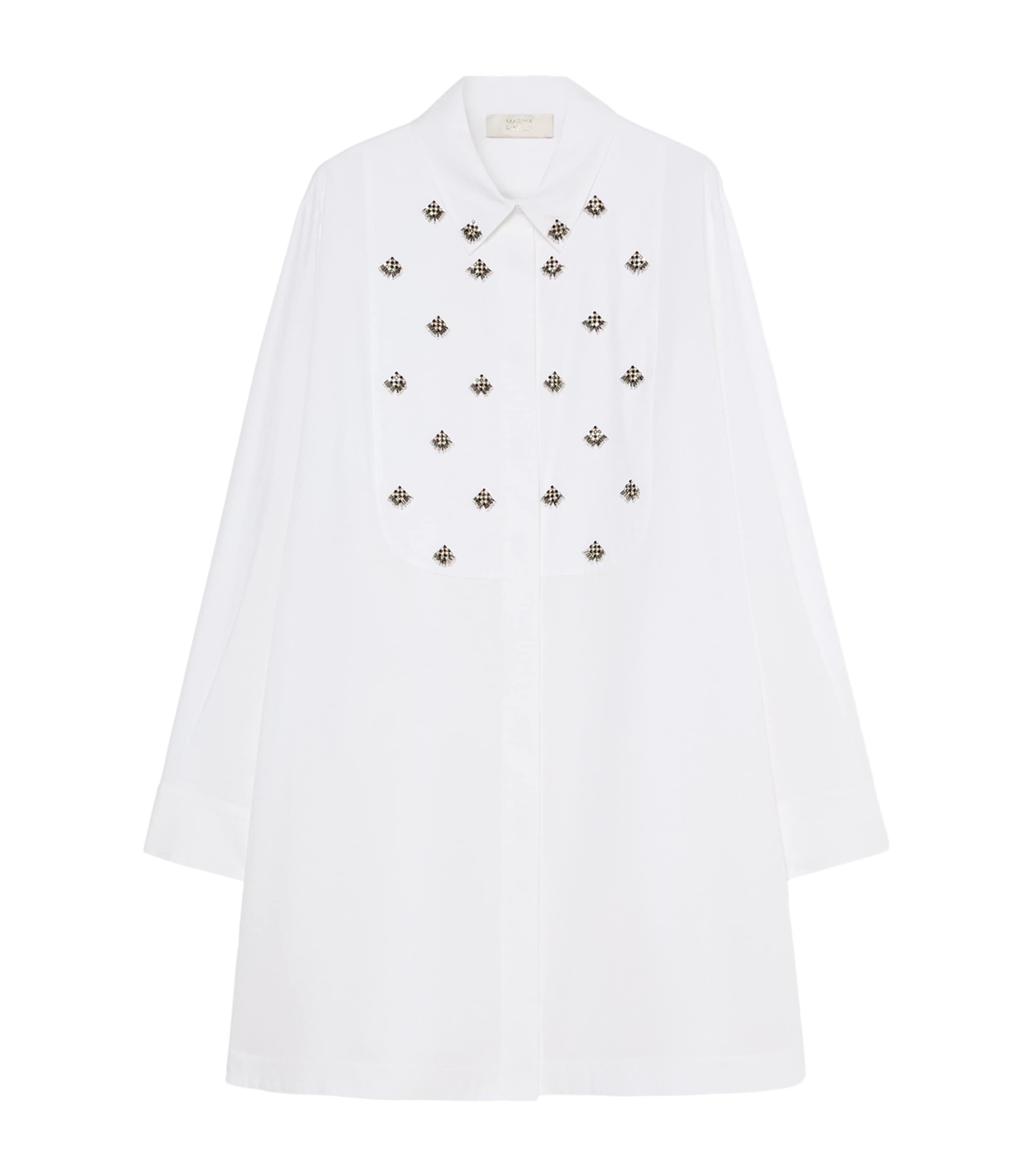 Marina Rinaldi Womens Embellished Longline Shirt Optical White Image 1