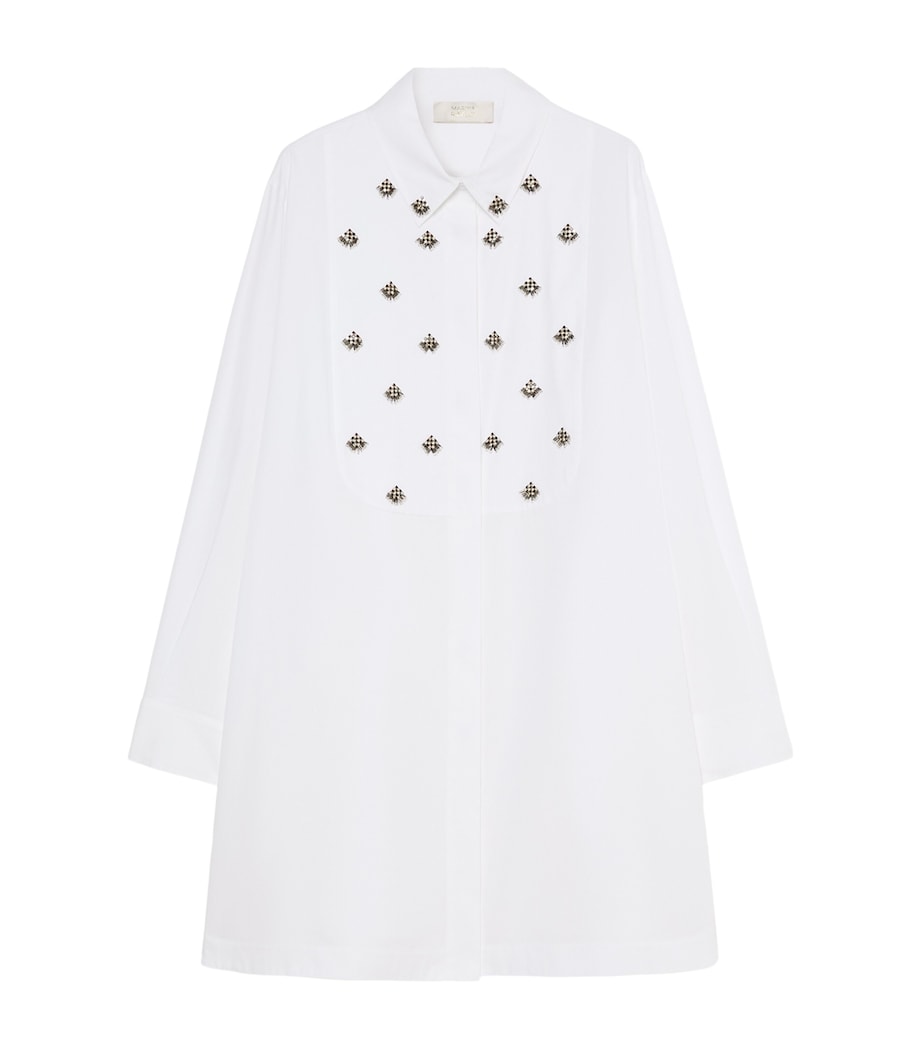 Marina Rinaldi Womens Embellished Longline Shirt Optical White Image 1