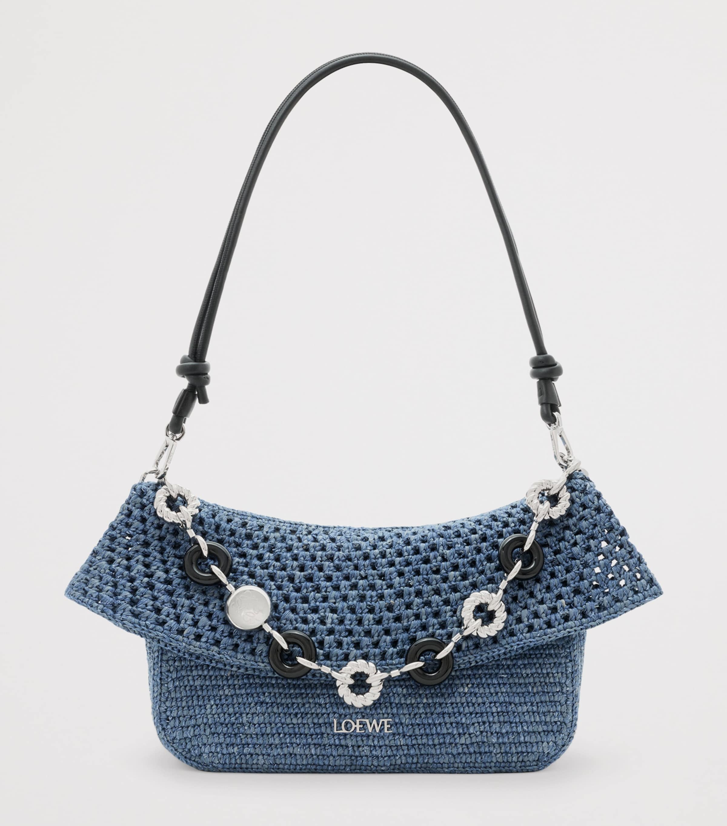 LOEWE x Paula's Ibiza Medium Crochet Ola Bag Shoulder Bag Denim Blue Image 7