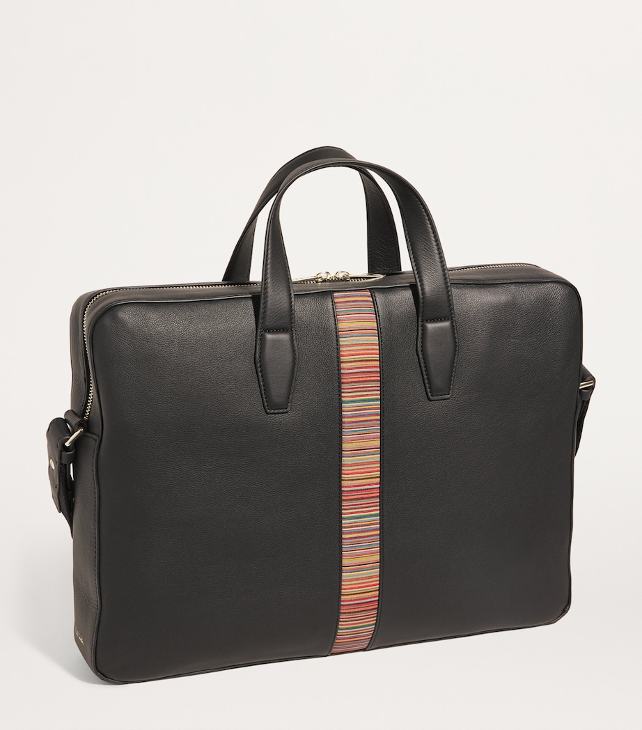 Leather Signature Stripe Briefcase BLACK Image 3