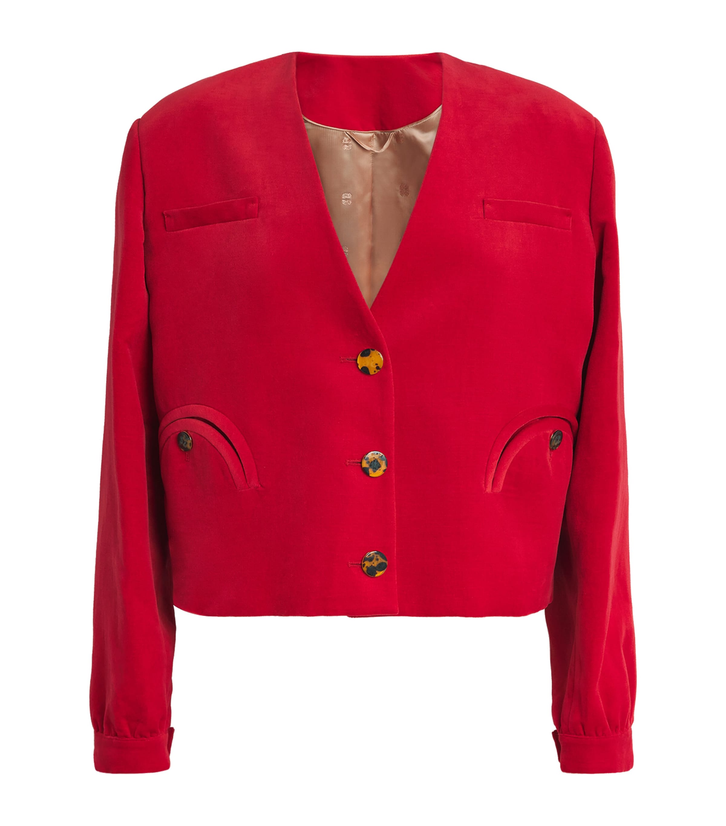 Blazé Milano Cotton-Linen Velvet Riviera Bolero Cardigan Crab