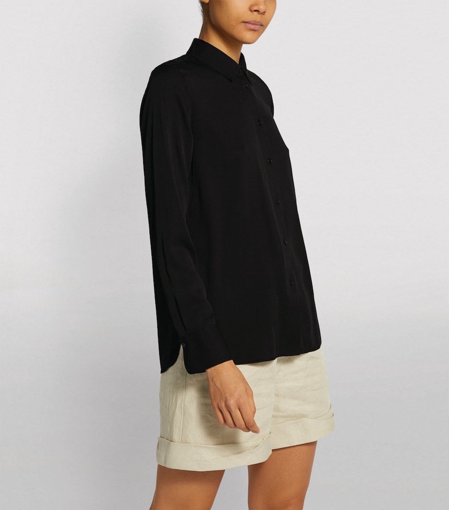 Silk-Blend Slim-Fit Blouse 001BLK Image 3