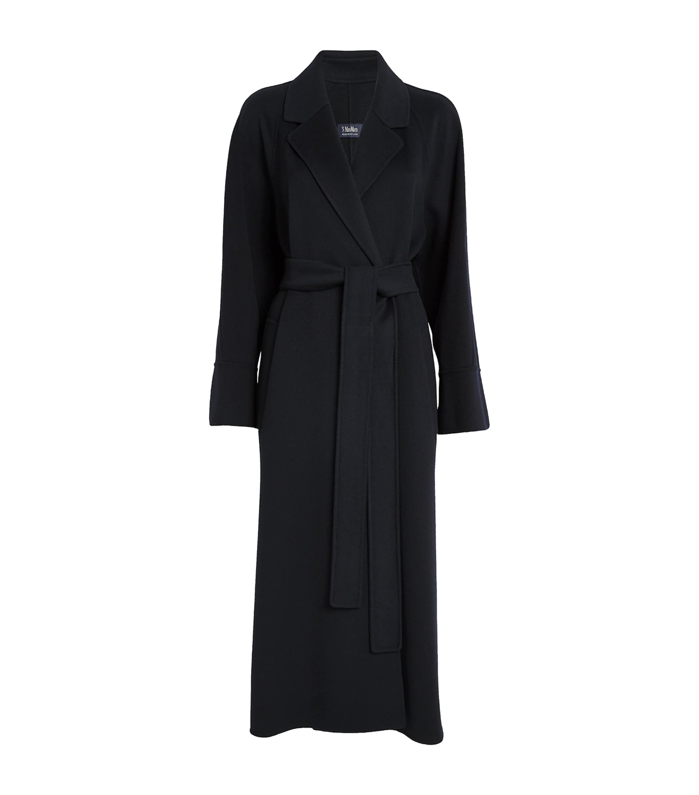 Max Mara Virgin Wool Belted Agata Coat In Blue