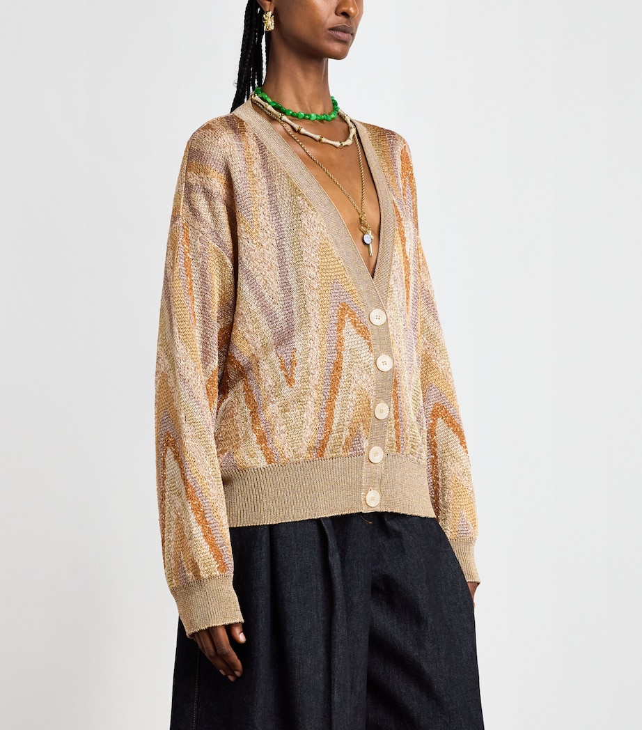 Missoni Womens Metallic Graphic Cardigan Cream Bse Gld Image 4