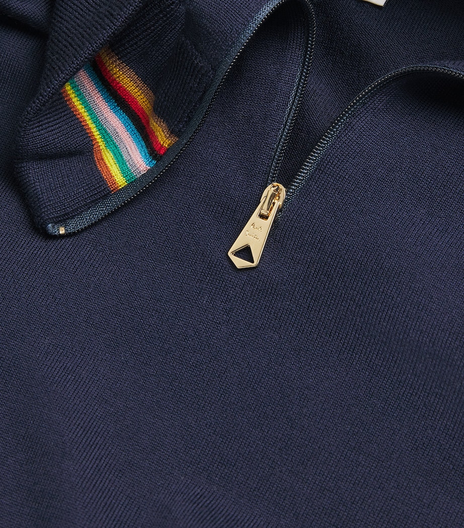 Merino Wool Quarter-Zip Sweater NAVY - 49 Image 5