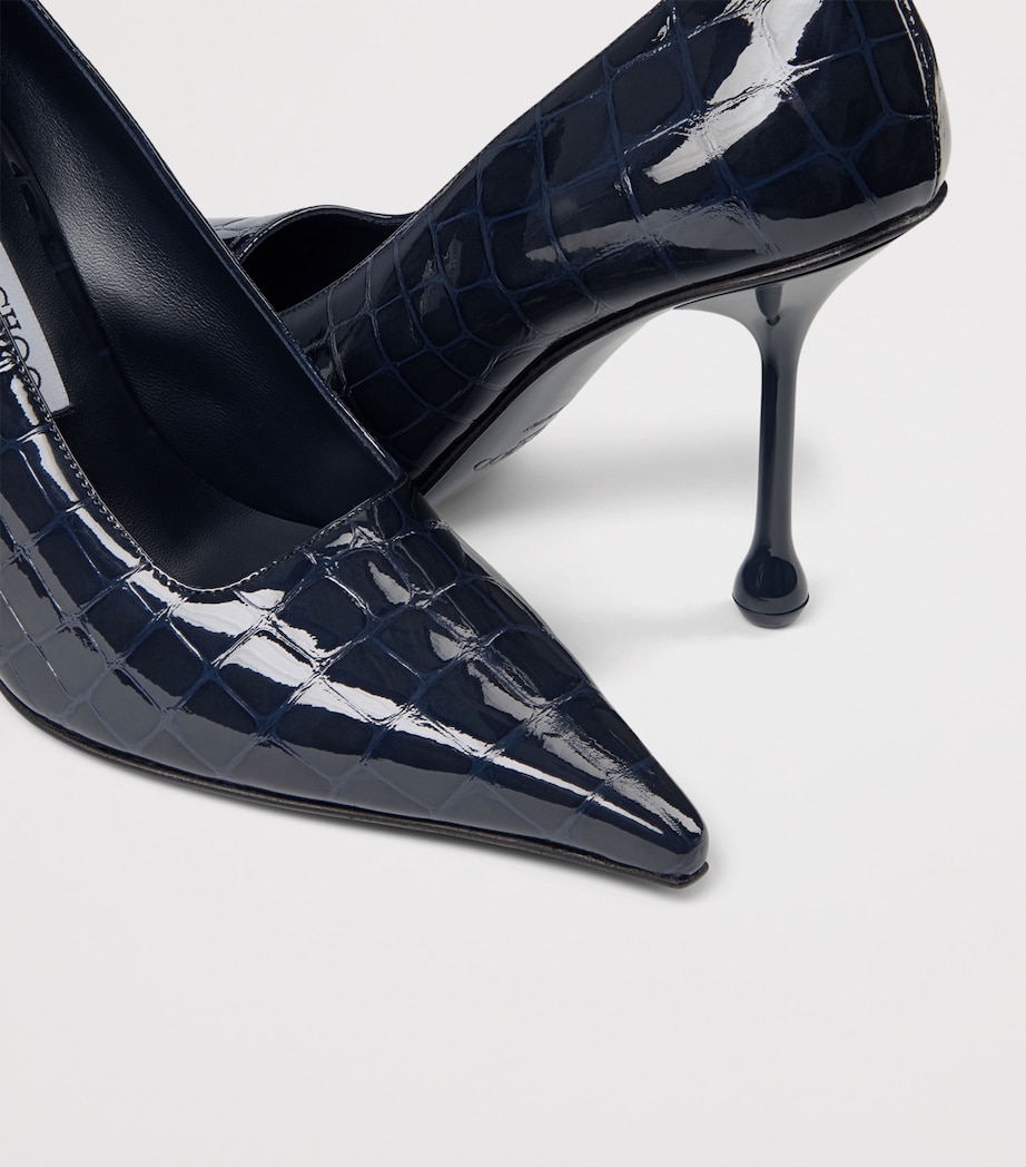 Jimmy Choo Ixia 95 Croc-Embossed Leather Pumps Marine Image 5
