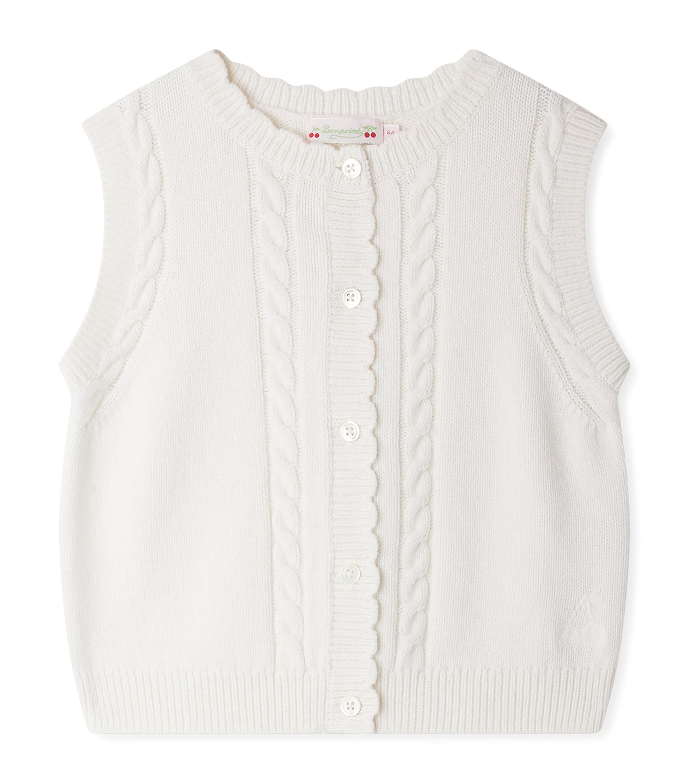 Bonpoint Knit Sleeveless Cardigan In White