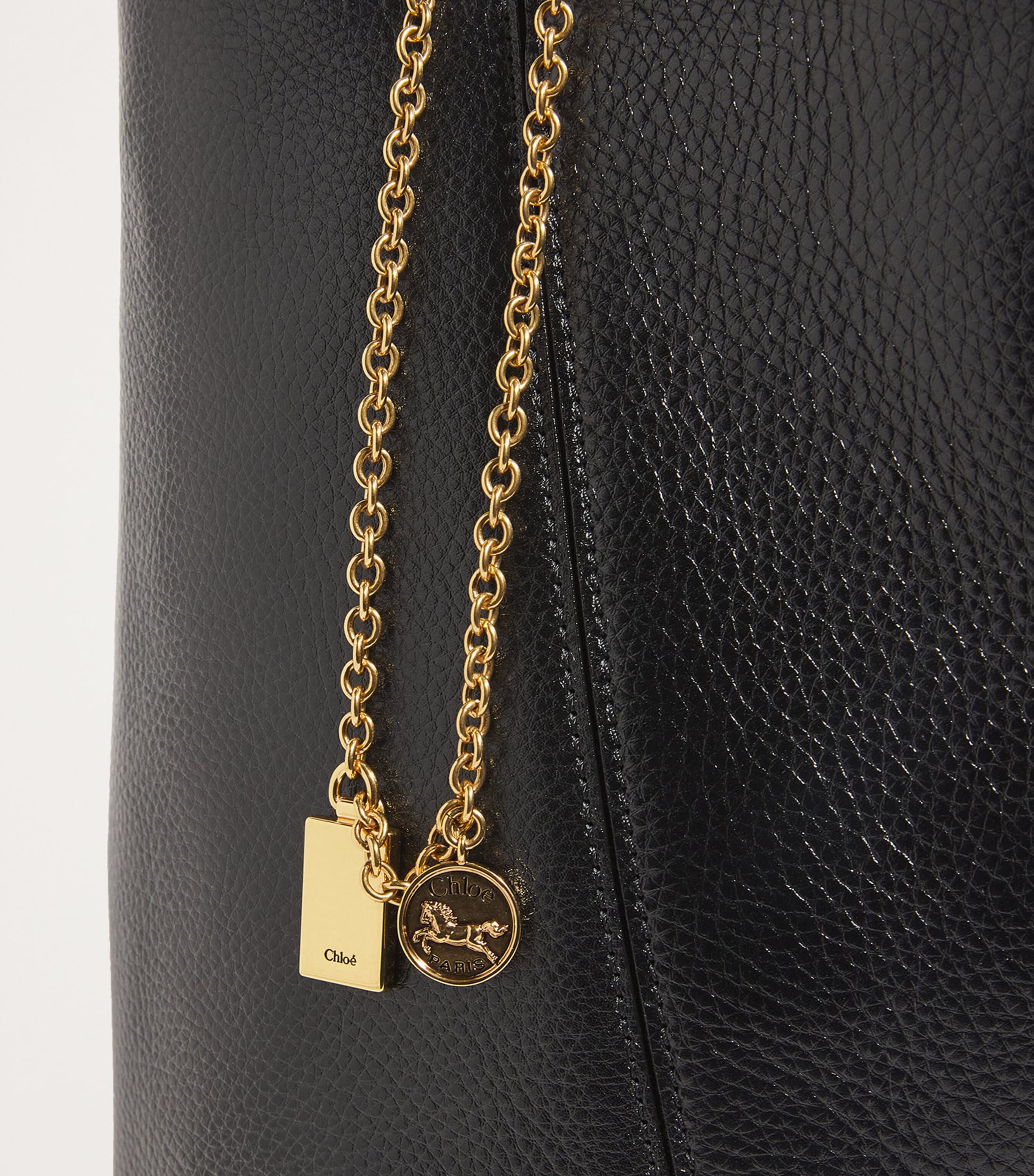 Medium Calfskin Spin Tote Bag BLACK Image 6