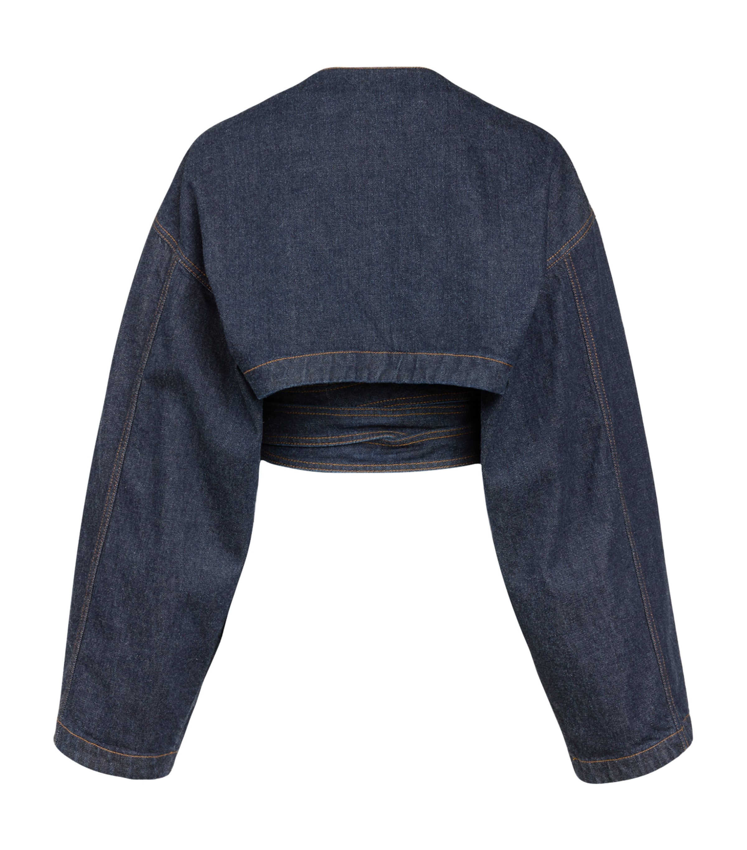 Alaïa Womens Cut-Out Cropped Denim Jacket Bleu Brut Image 4