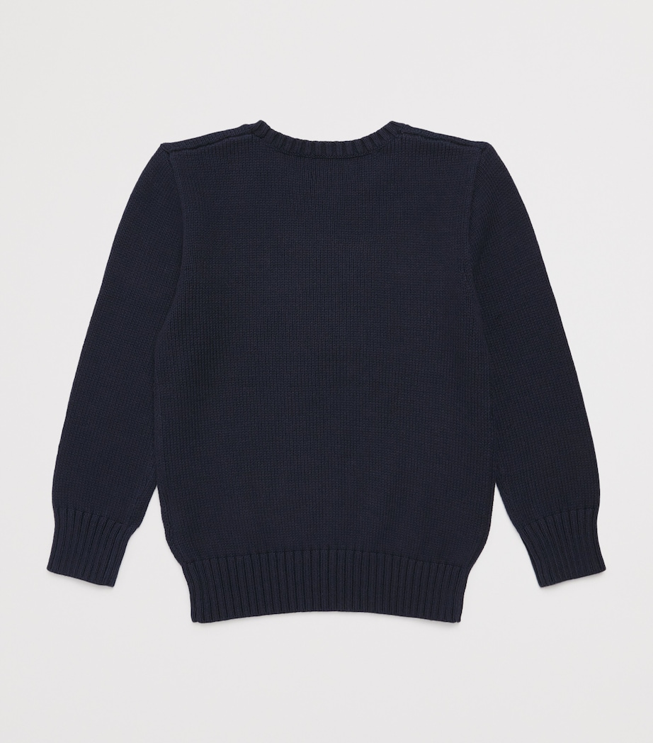Cotton Polo Bear Sweater (6-14 Years) NAVY Image 2