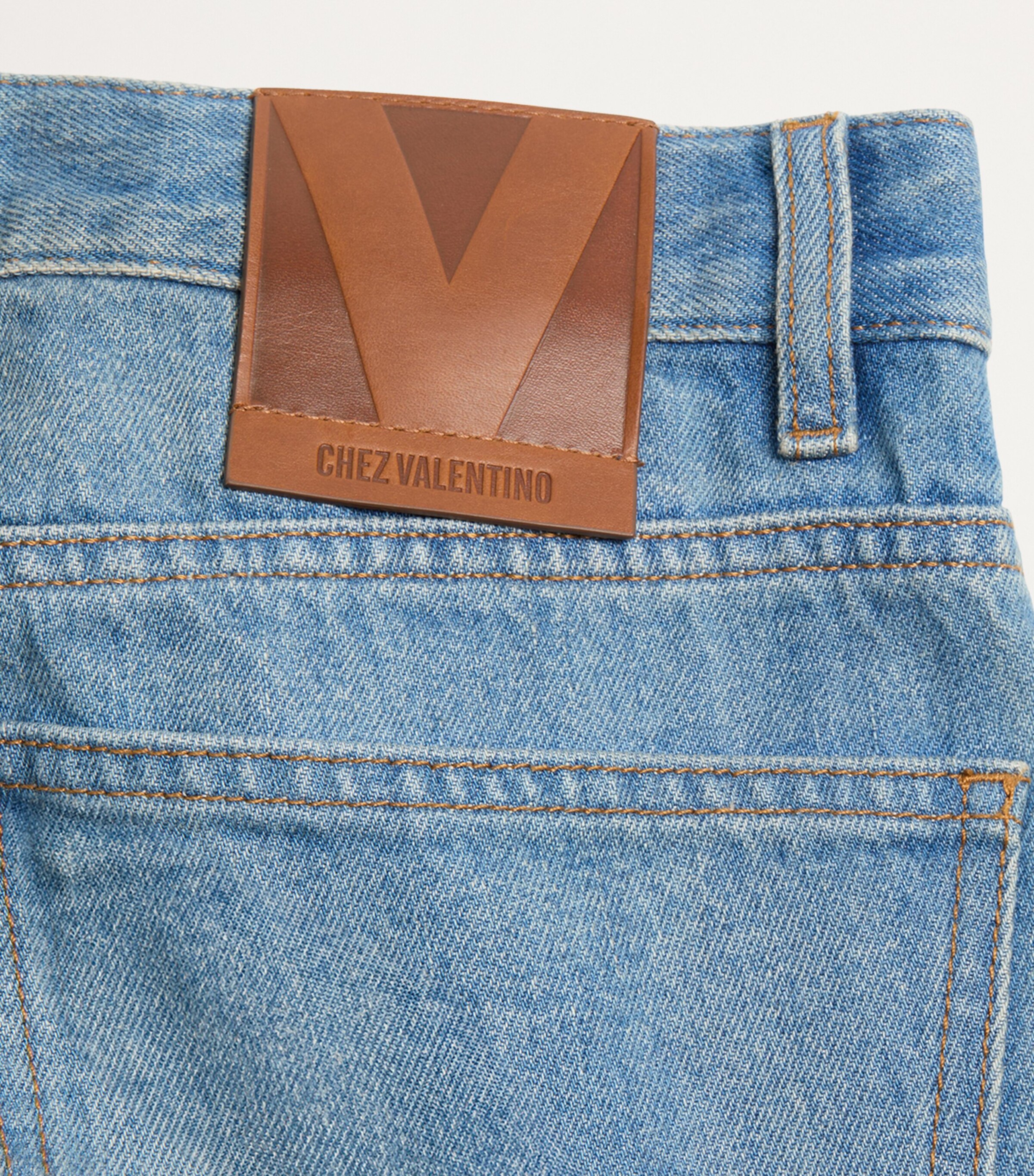 Valentino Womens Straight Embroidered-Detail Jeans Image 9