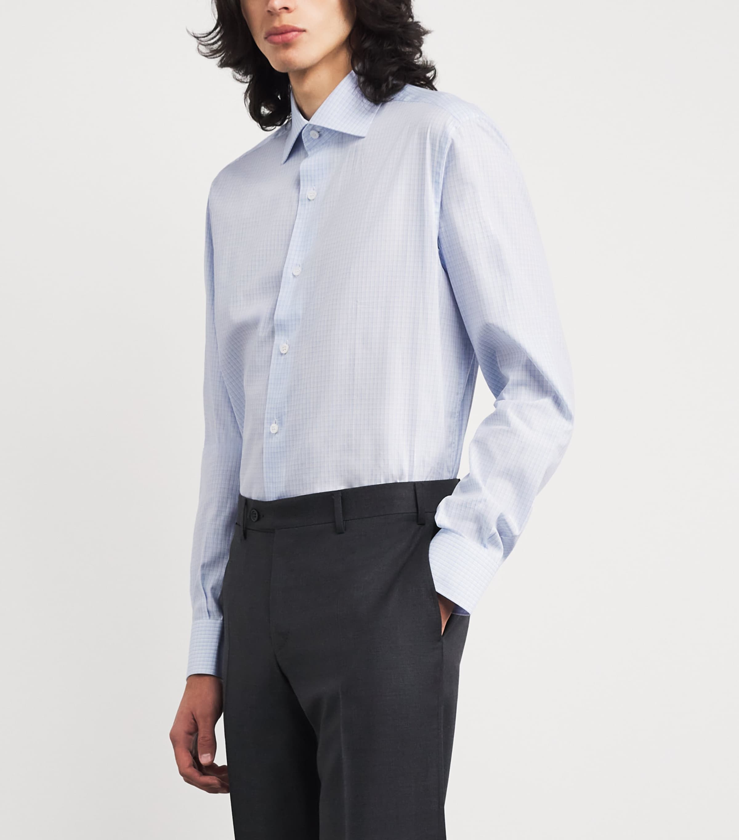 Brioni Mens Cotton Check Shirt Image 4